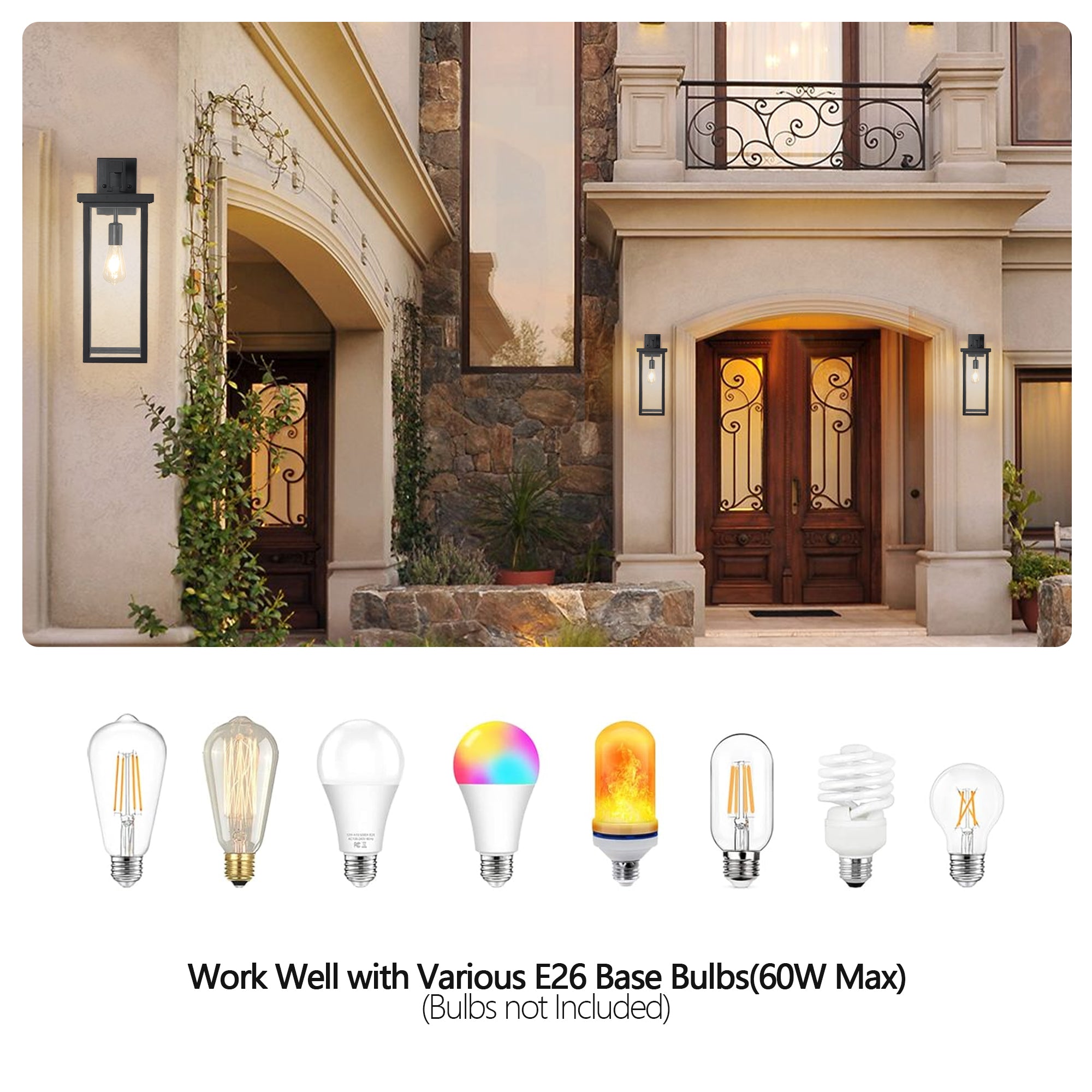Outdoor Waterproof Glass Shade Wall Light