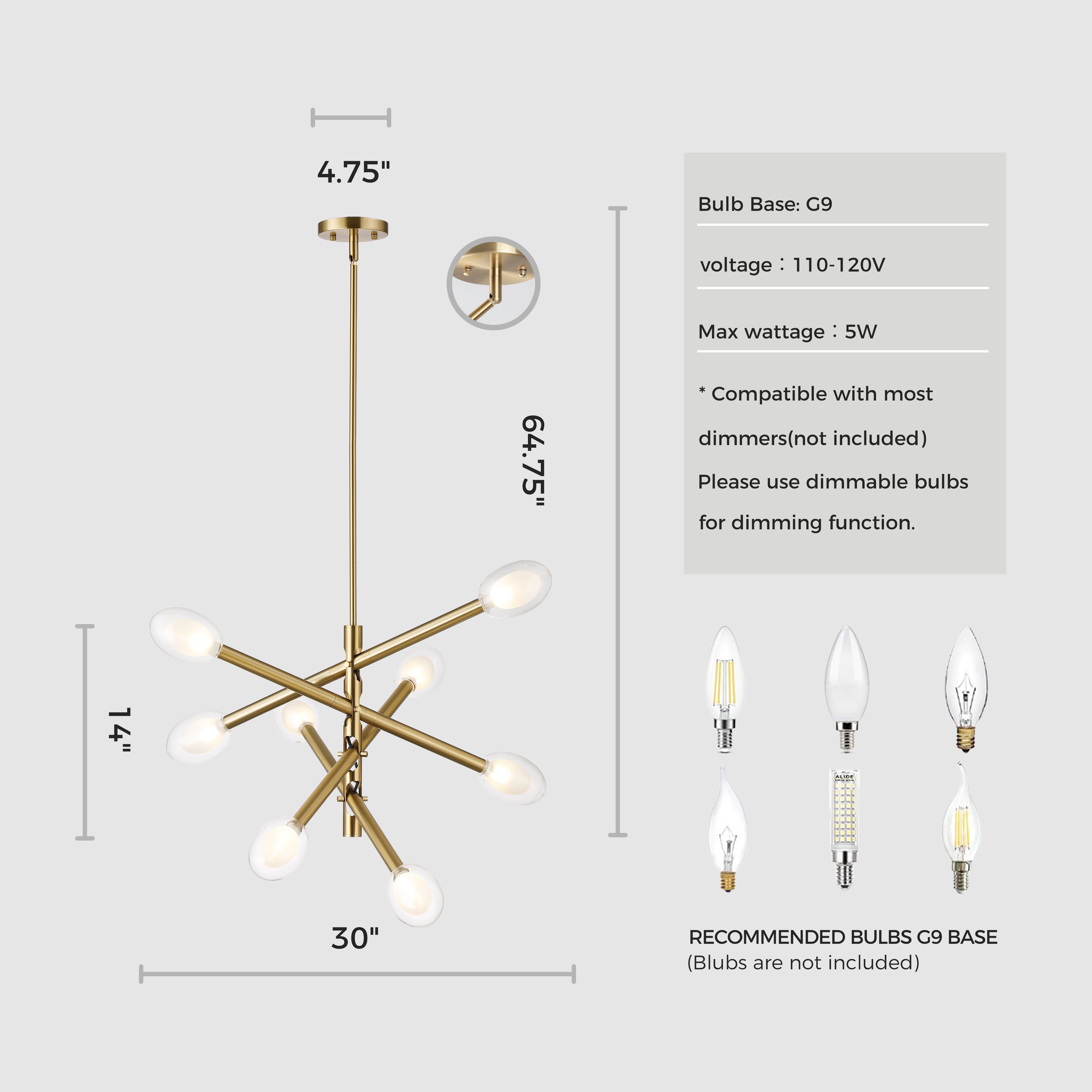 Double-glazed Glass Swing Arm Chandelier
