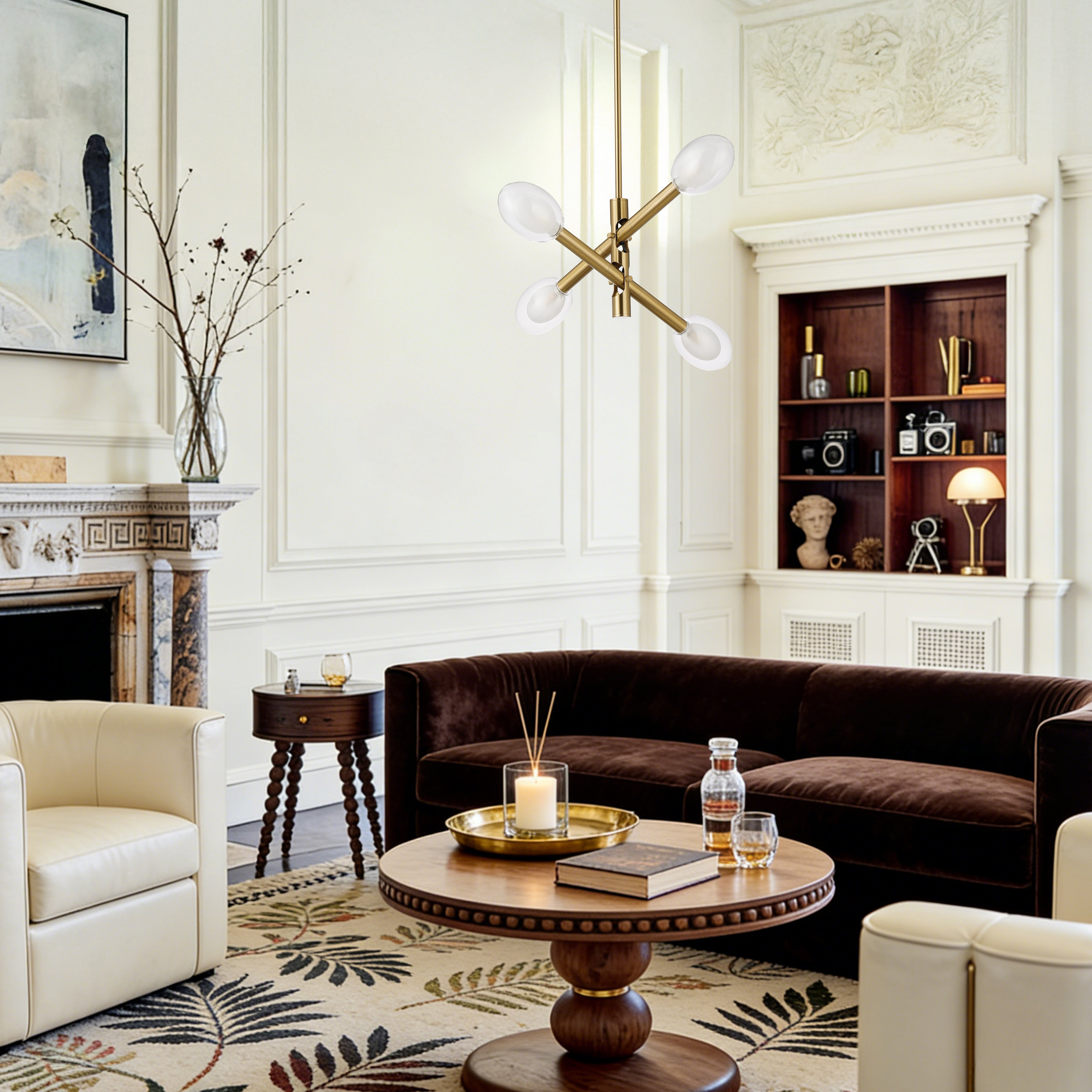 Double-glazed Glass Swing Arm Chandelier