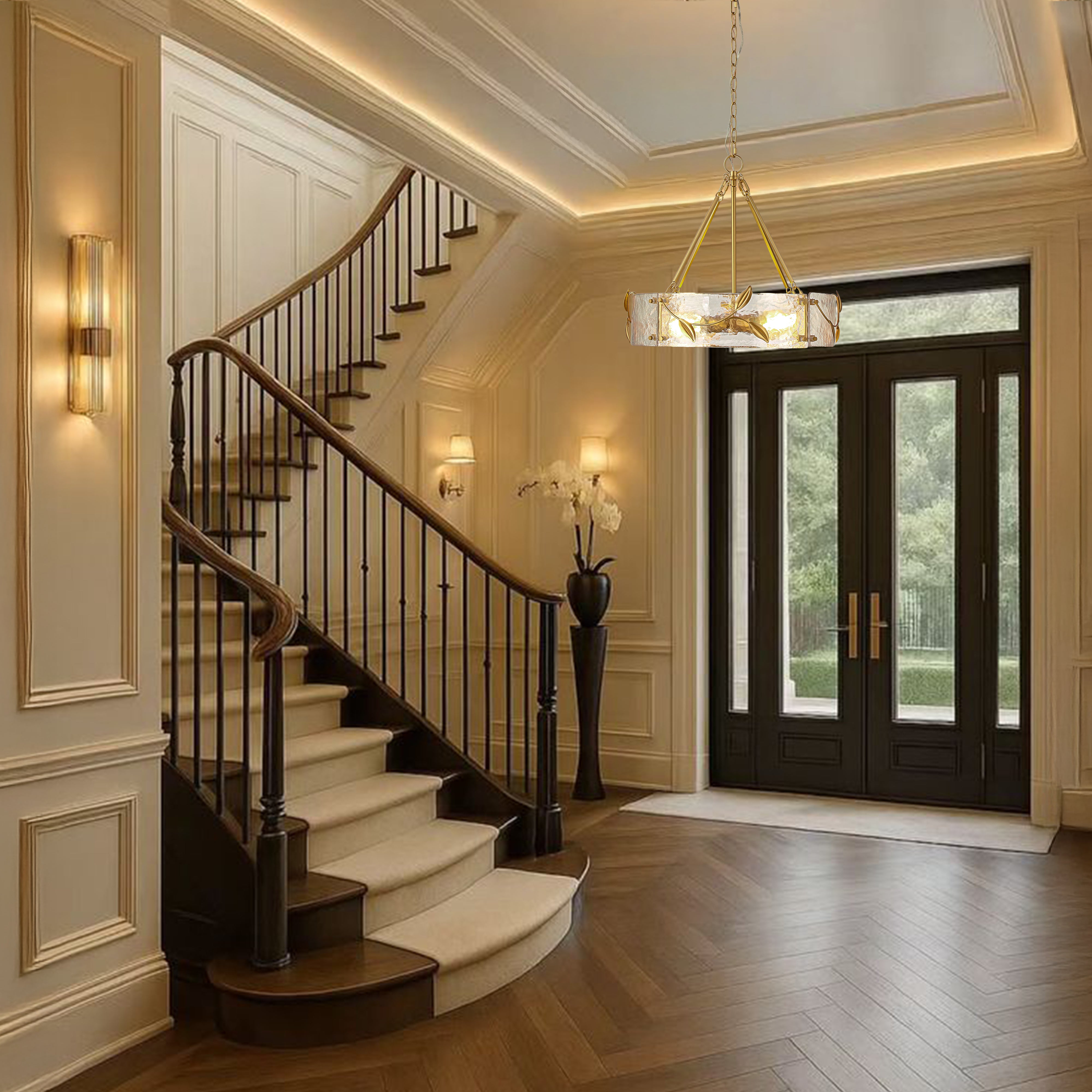 Handmade Glass Round Shape Pendant Light