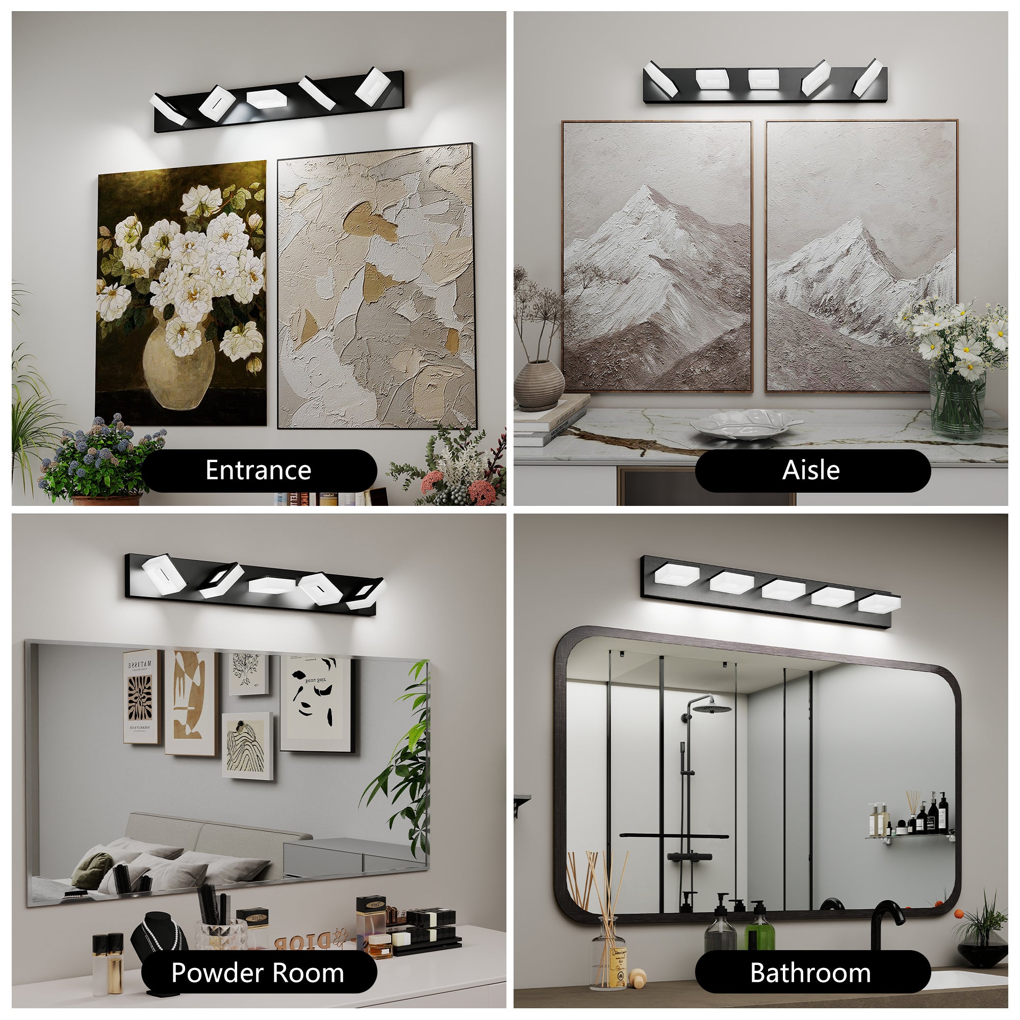 LED Modern Black Bathroom Wall Lighting Fixtures