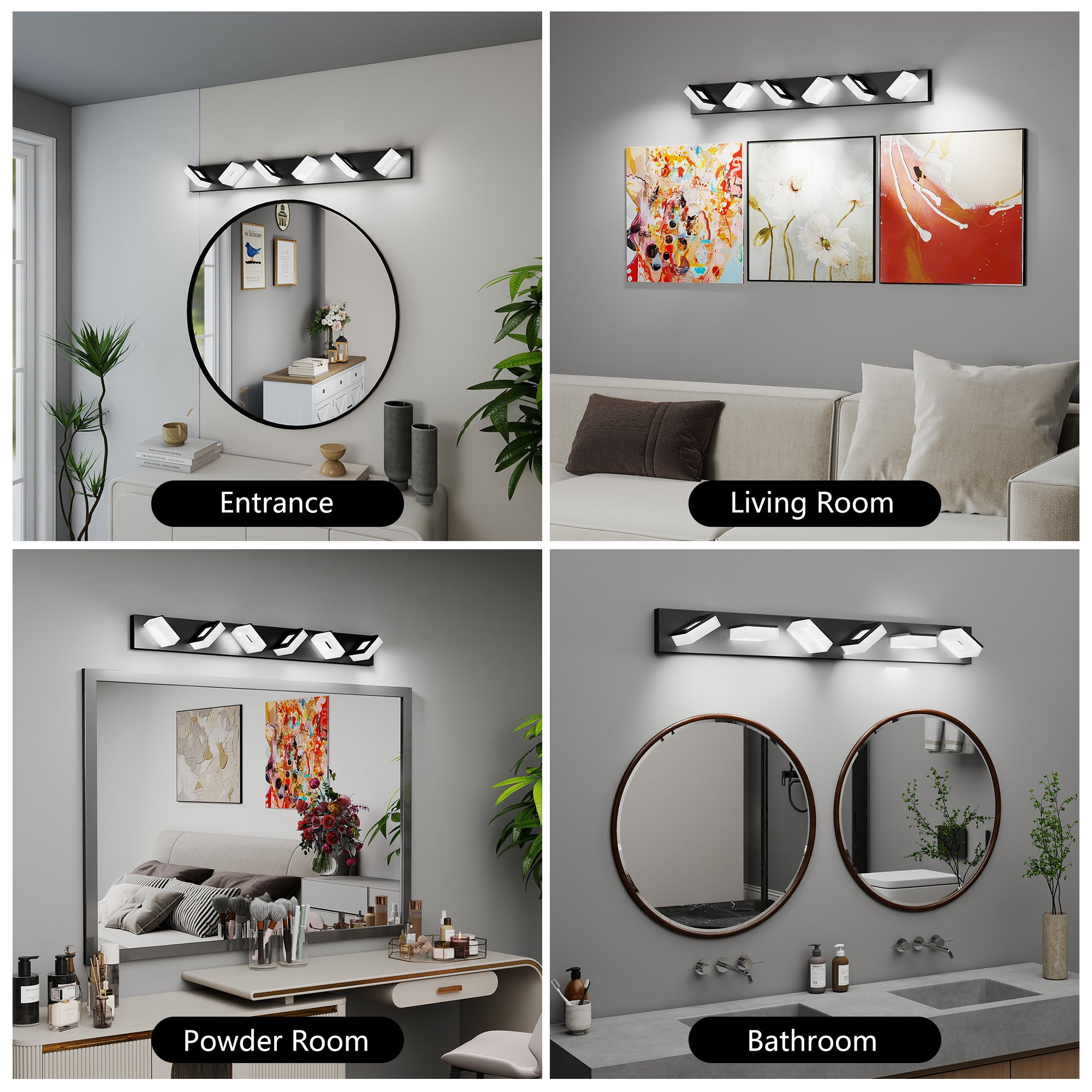 LED Modern Black Bathroom Wall Lighting Fixtures