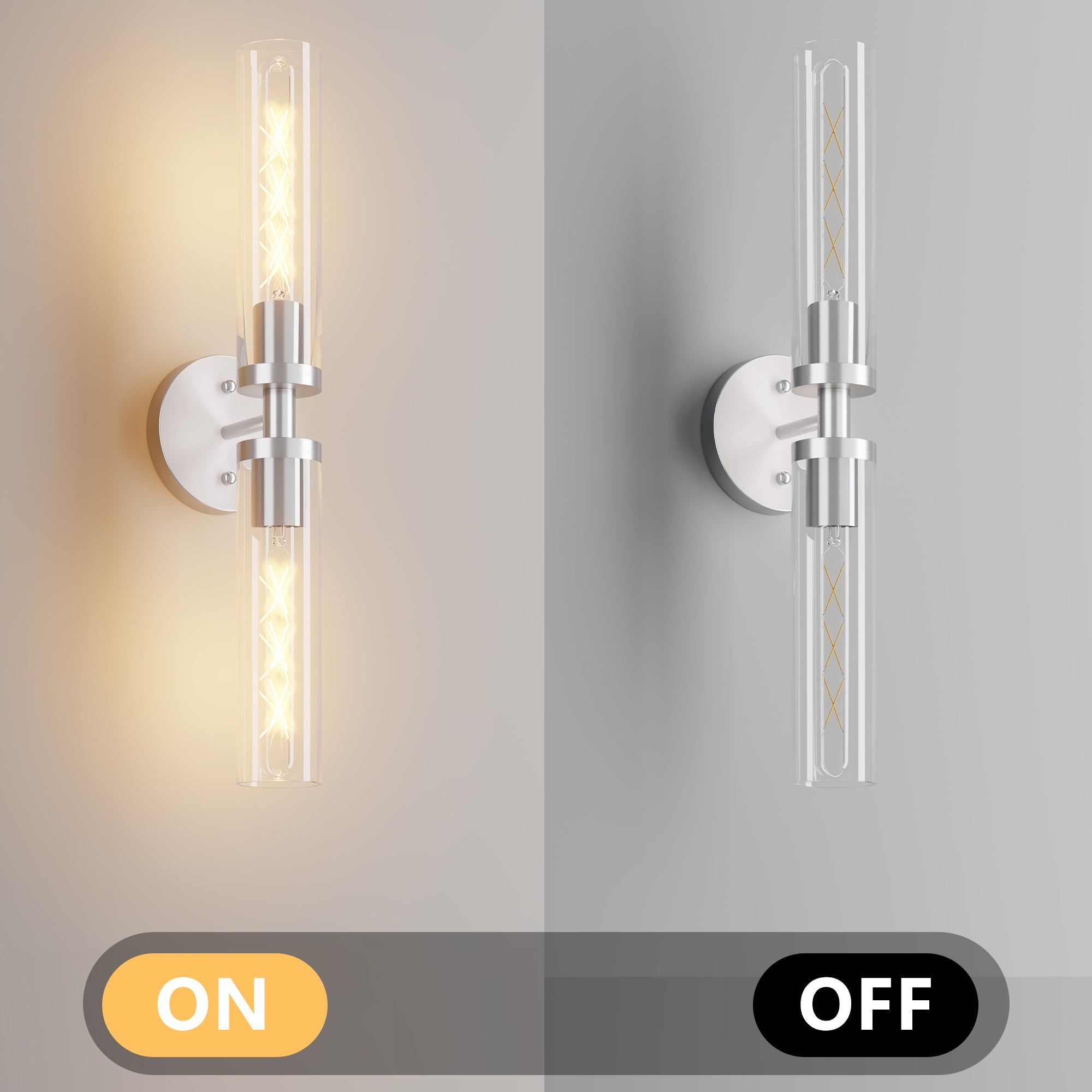 2 Set Modern Wall Sconce with Clear Glass