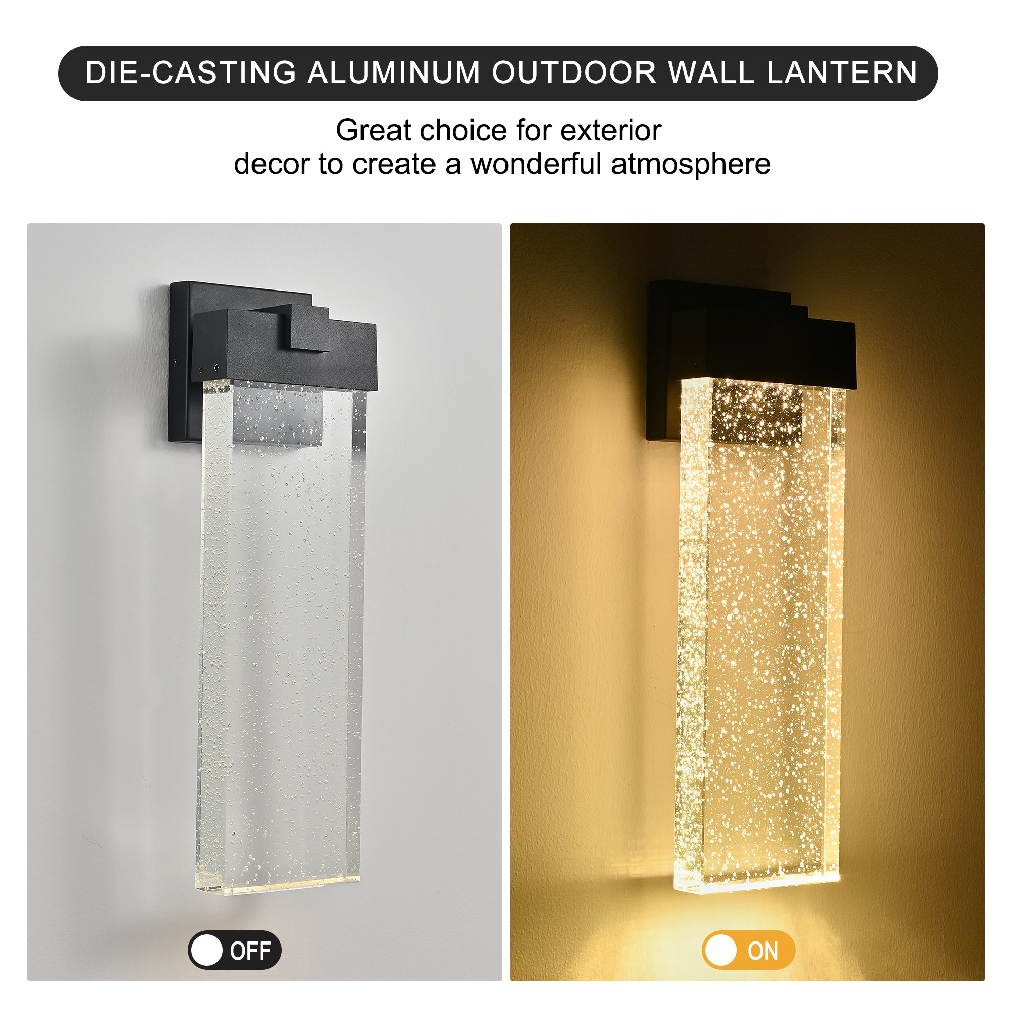 Crystal Outdoor LED Wall Sconce, 2 Packs