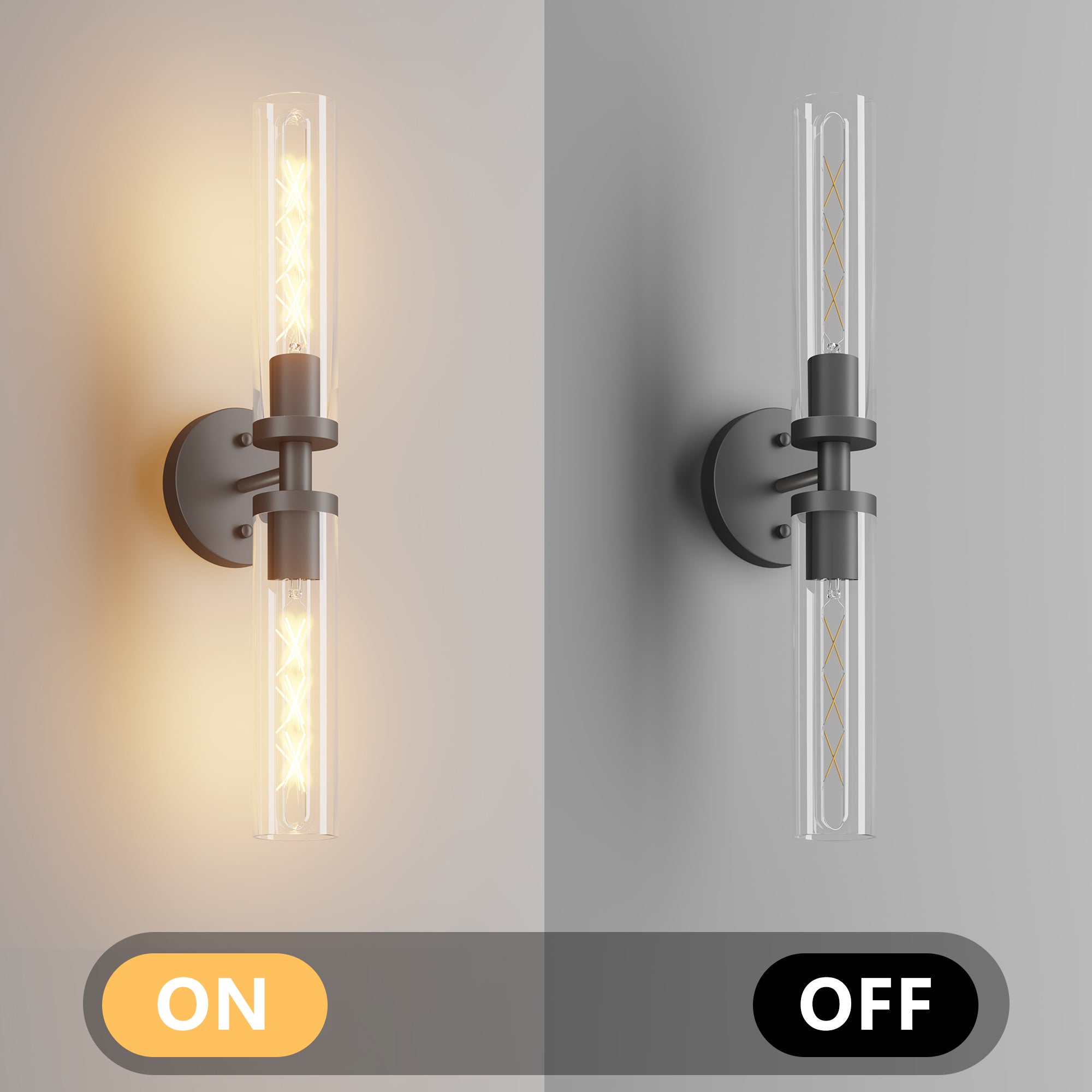 2 Set Modern Wall Sconce with Clear Glass