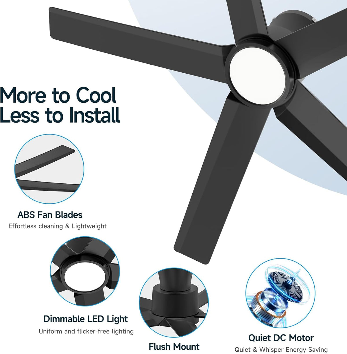 W5 44"  LED Ceiling Fan with 6 Speed and Timer Setting