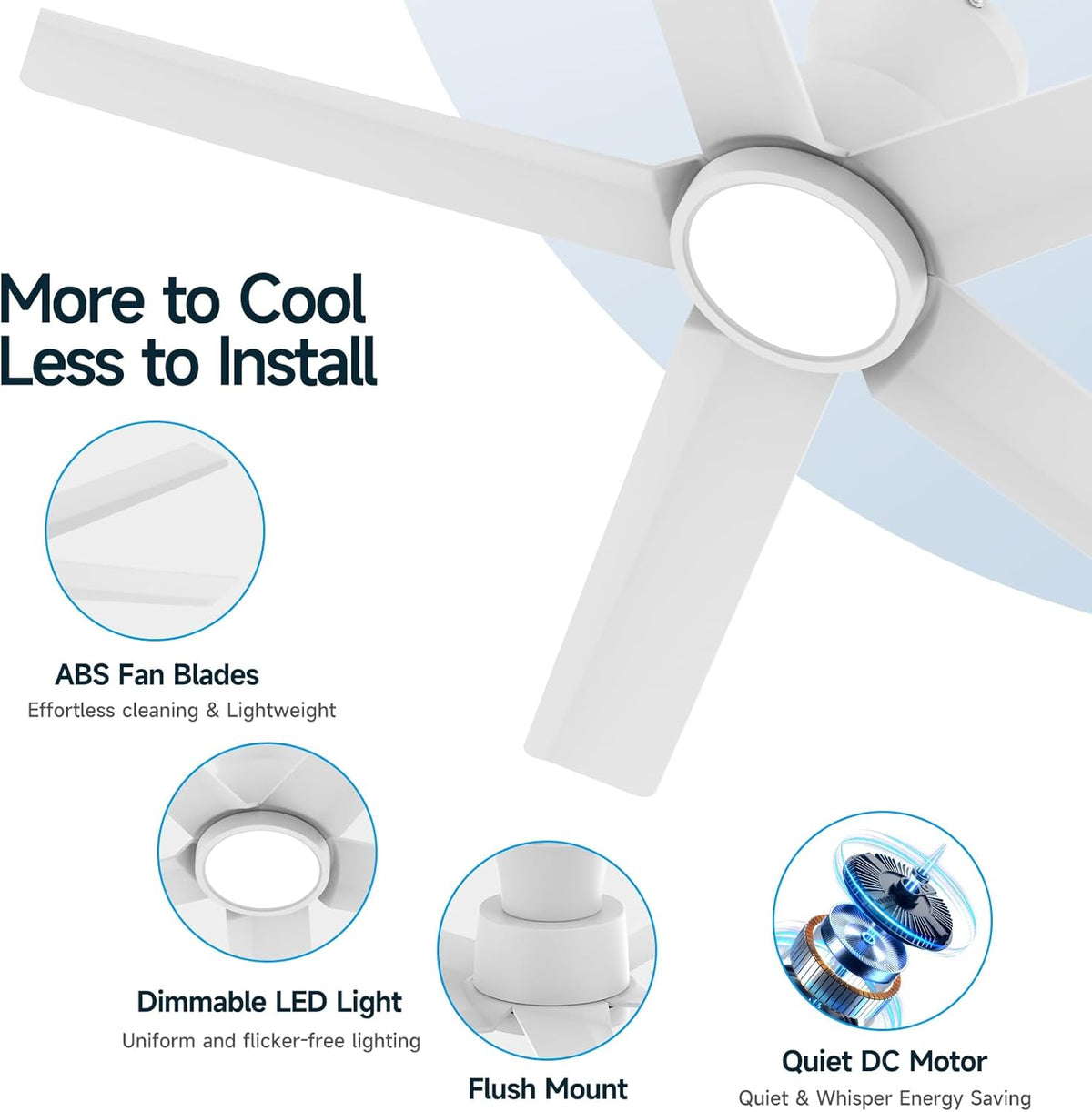 W5 44"  LED Ceiling Fan with 6 Speed and Timer Setting