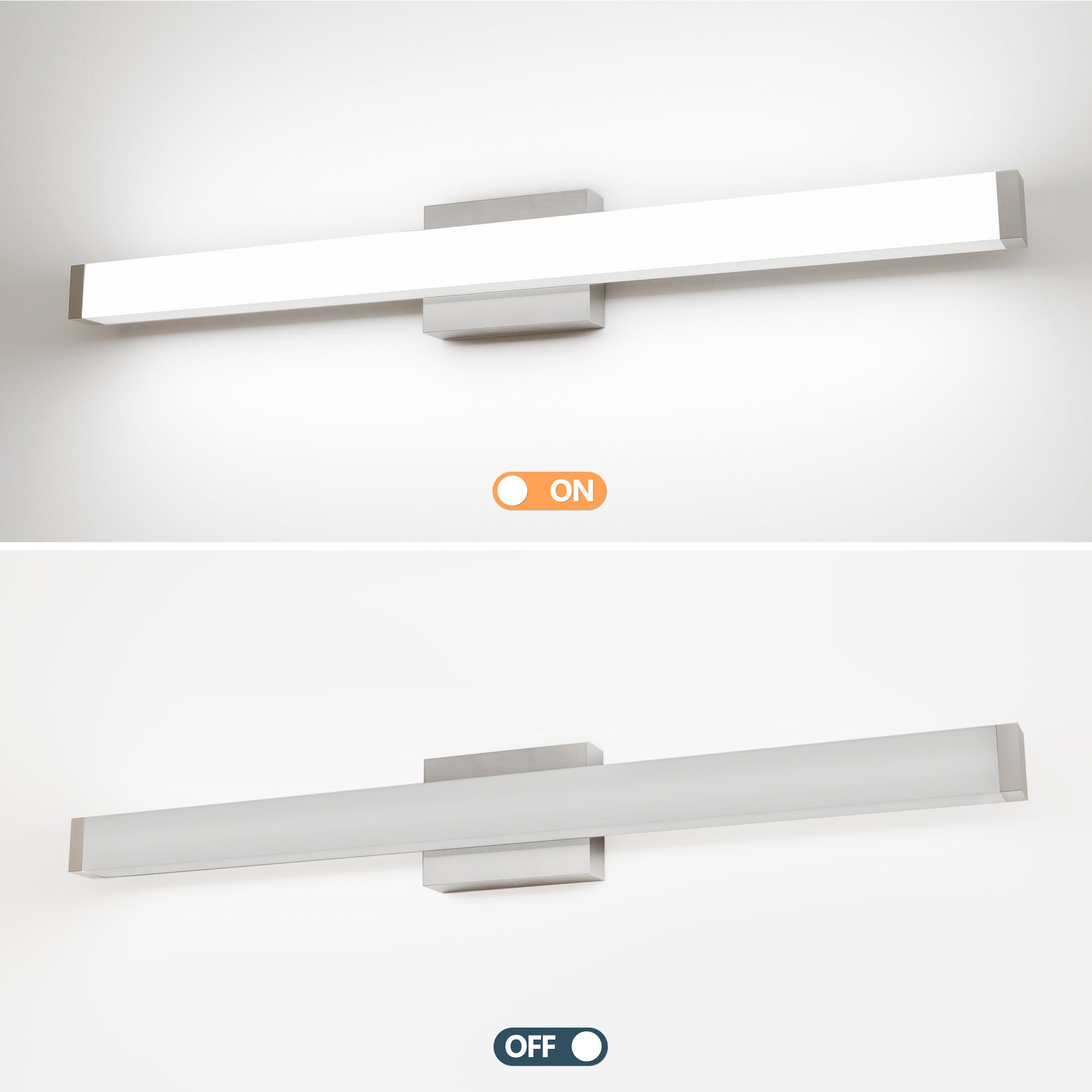 LED Bathroom Vanity Light Brushed Nickel Square