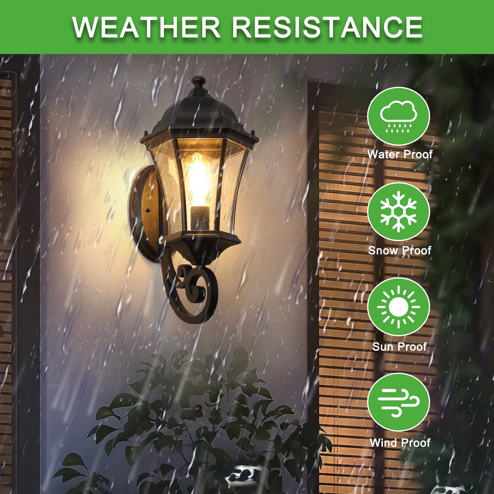 Outdoor Wall Light with Glass Shade Lighting Sensor