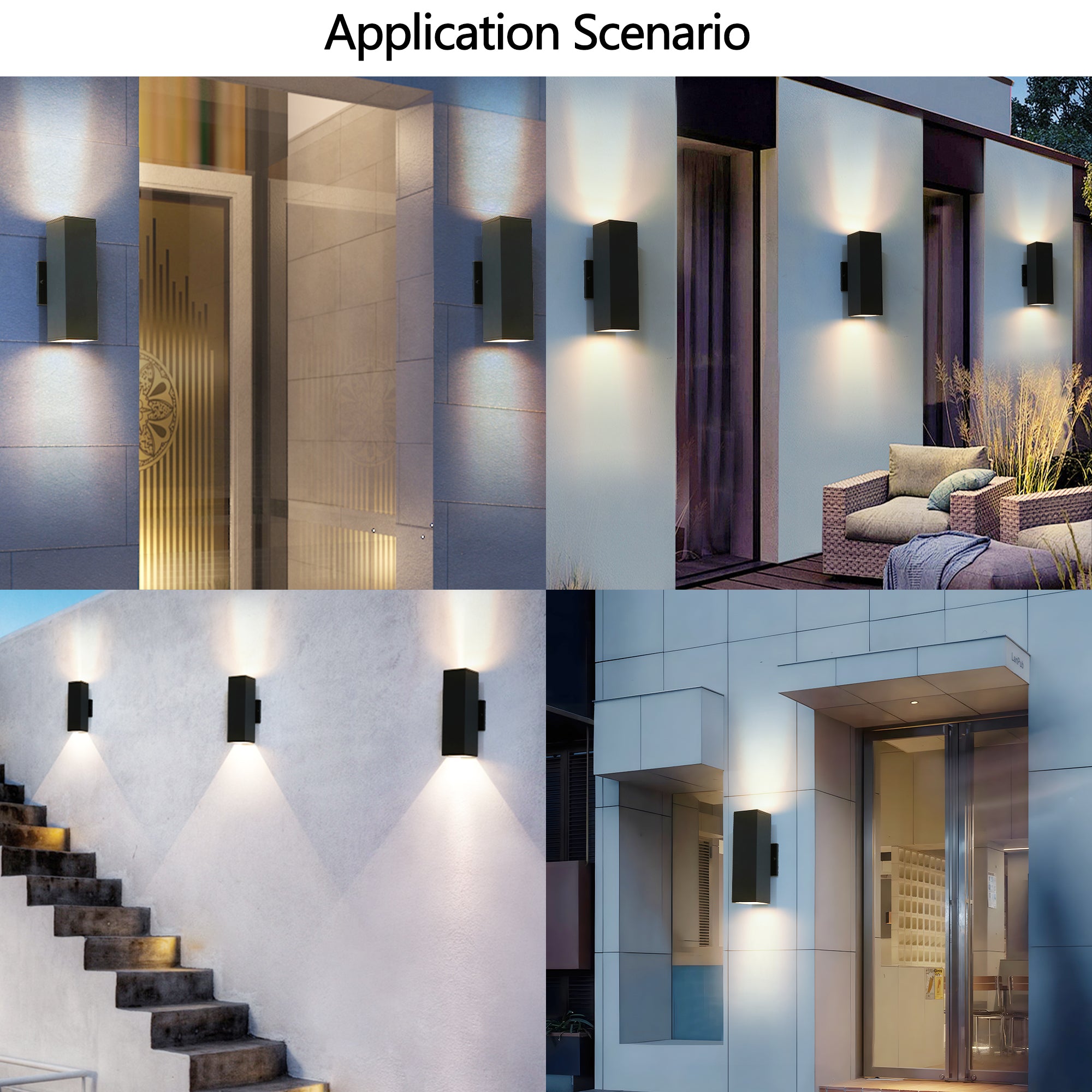 2 Pack Aluminum Modern Outdoor Wall Light