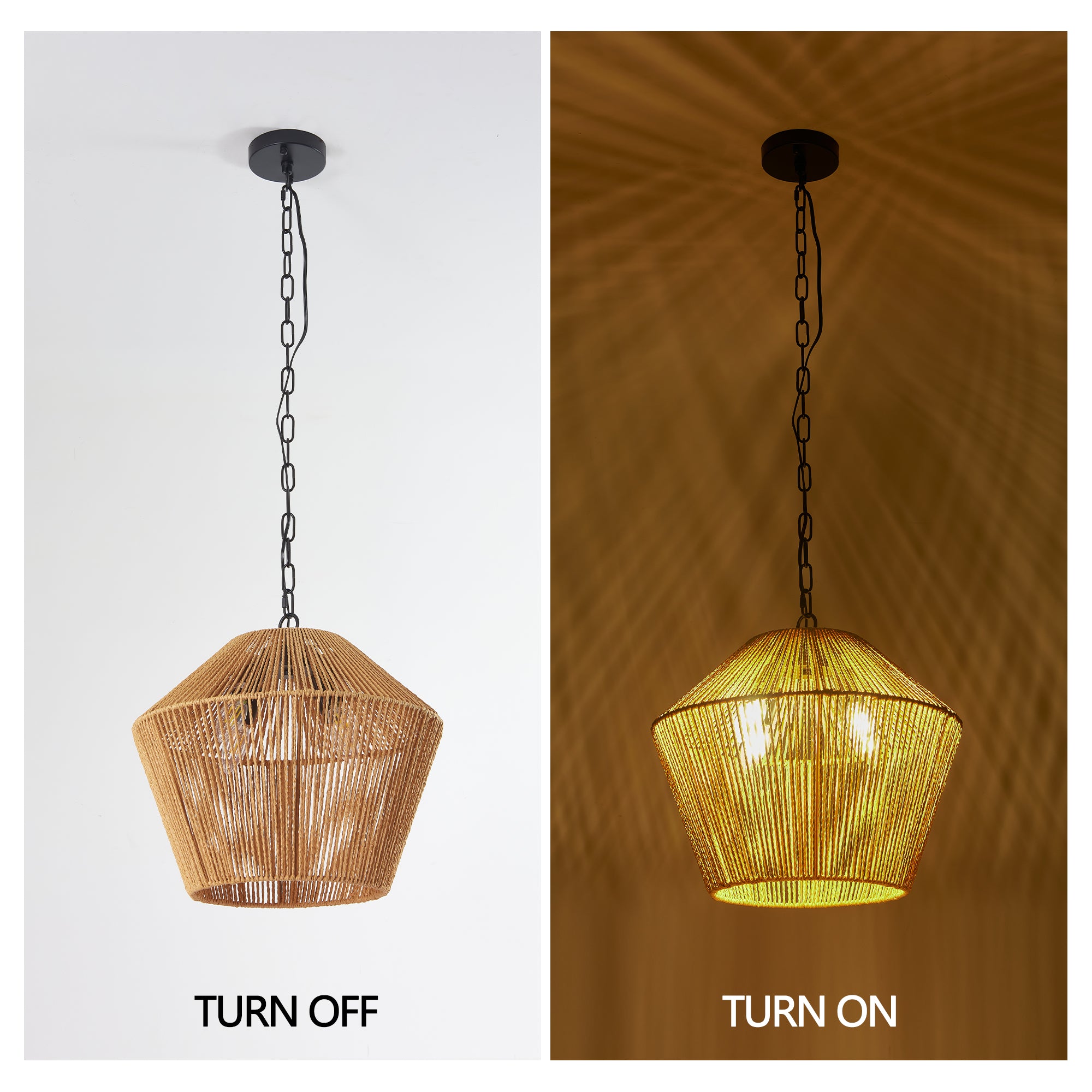 Large Woven Pendant Light Modern Rattan