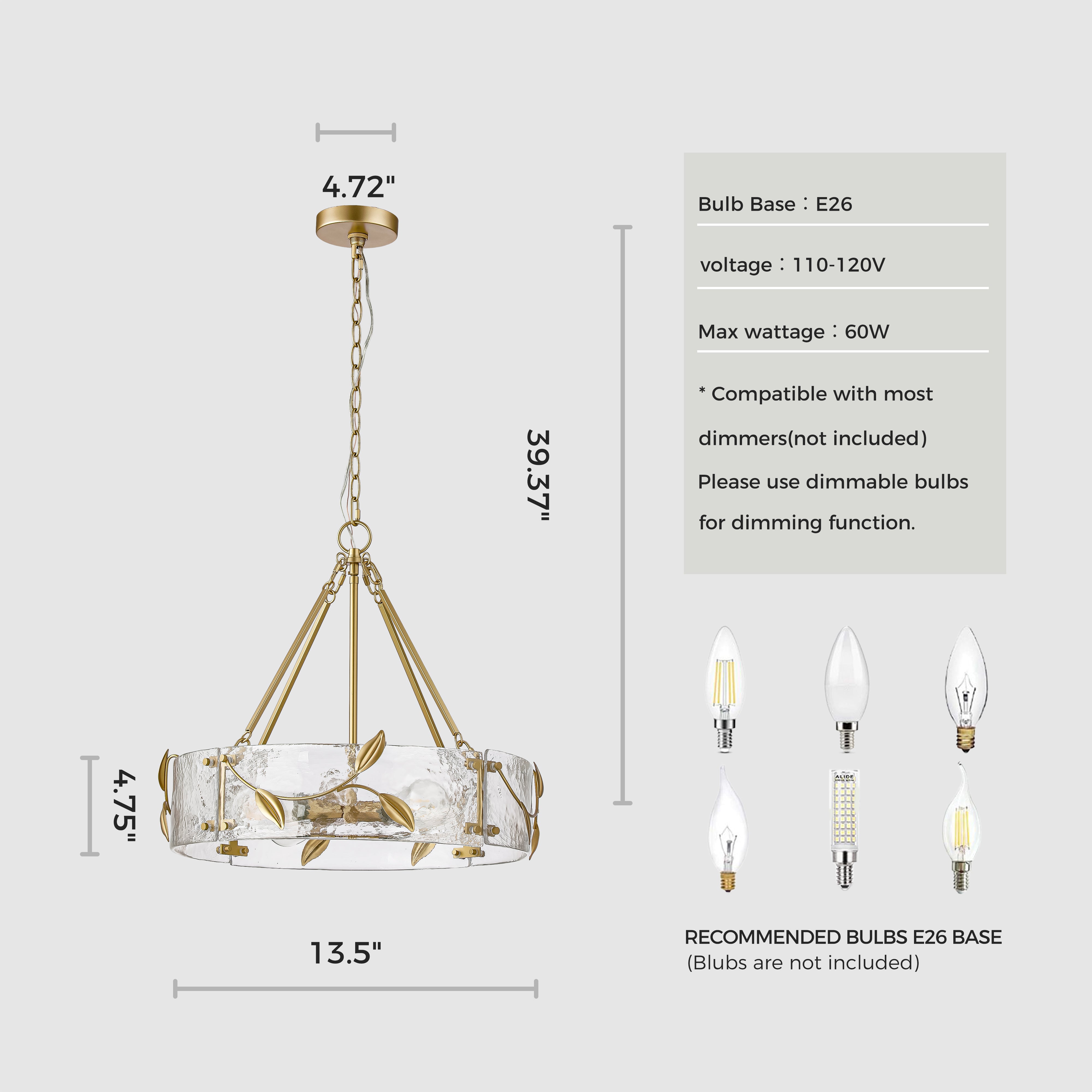 Handmade Glass Round Shape Pendant Light