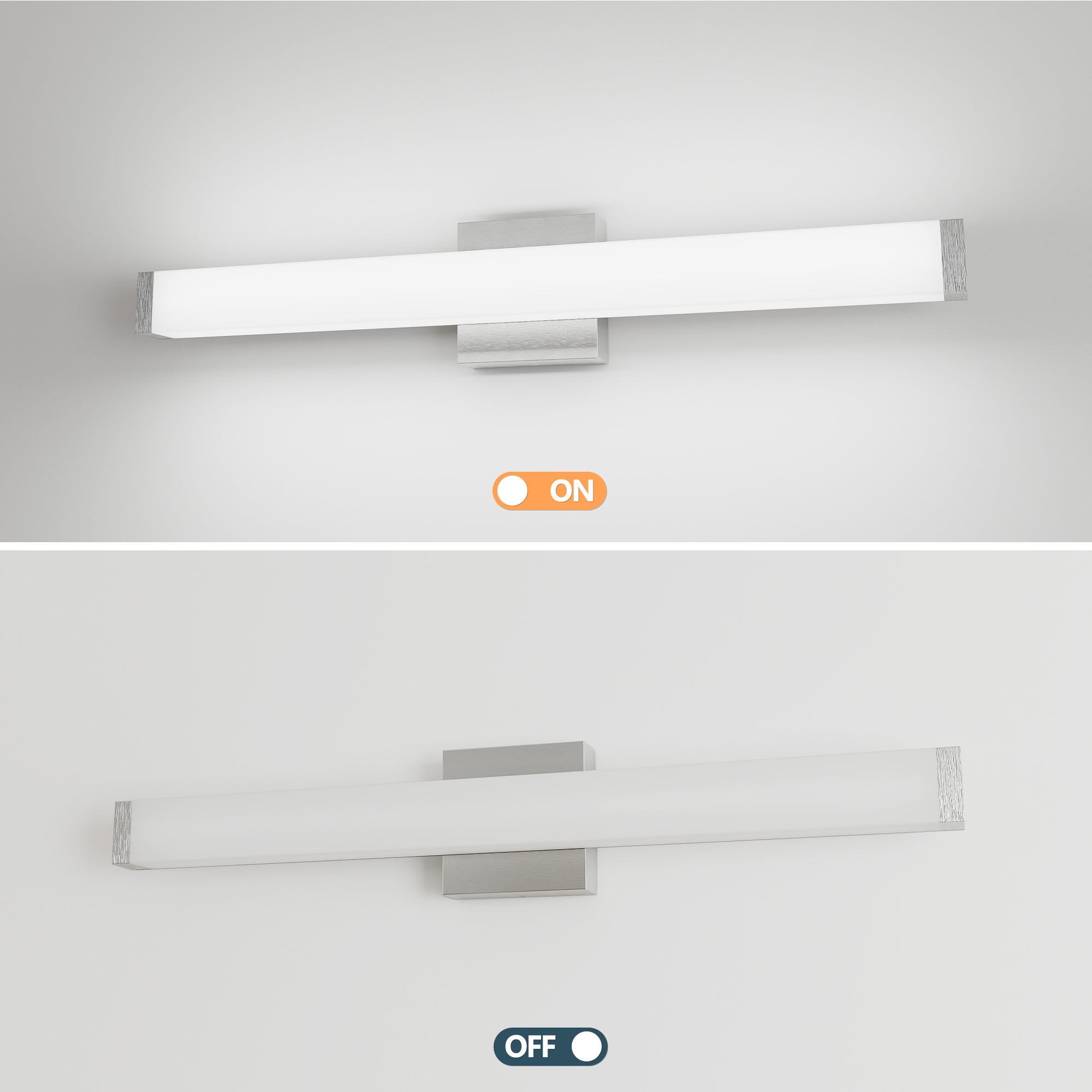 LED Bathroom Vanity Light Brushed Nickel Square
