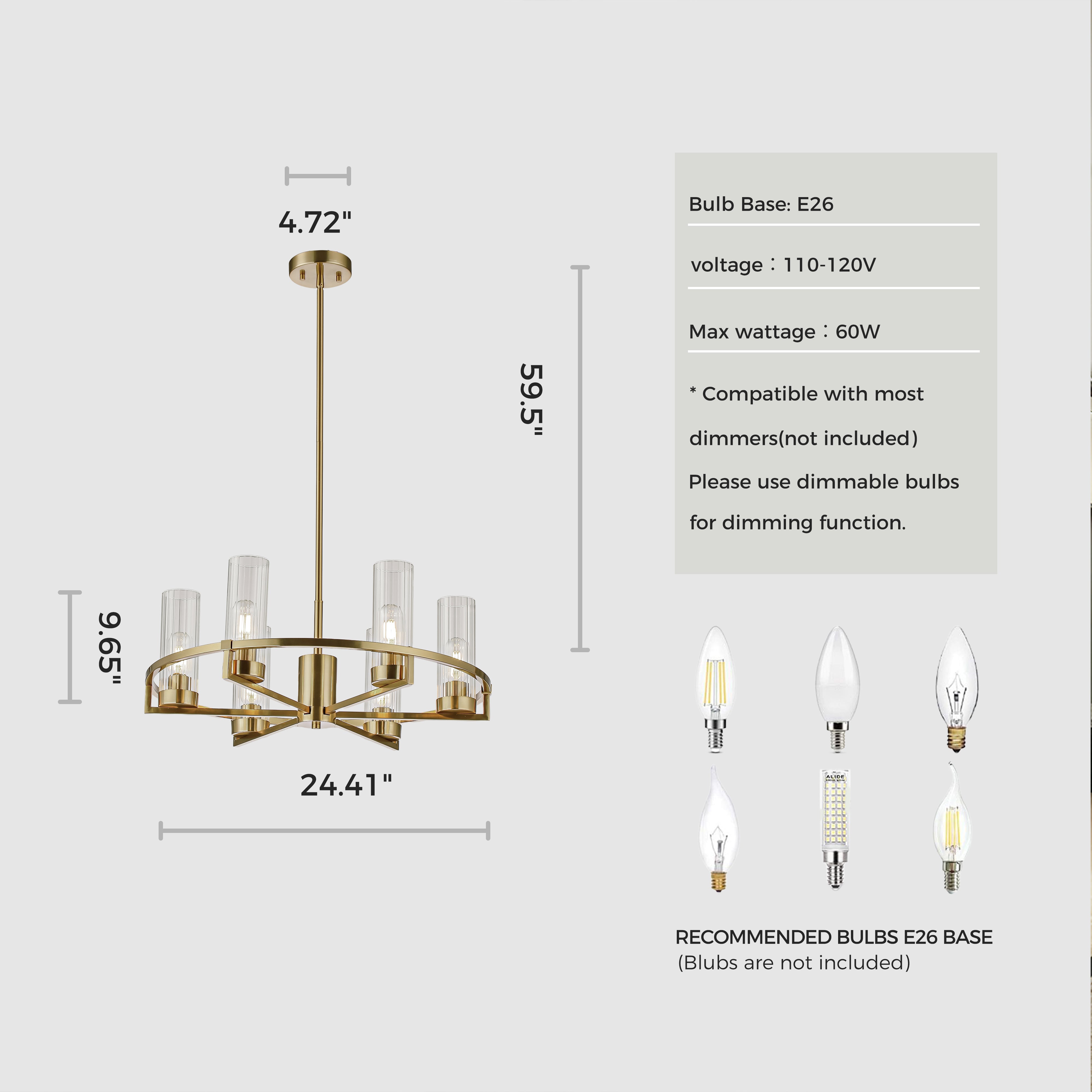 Antique Brass Modern Column Glass Chandeliers