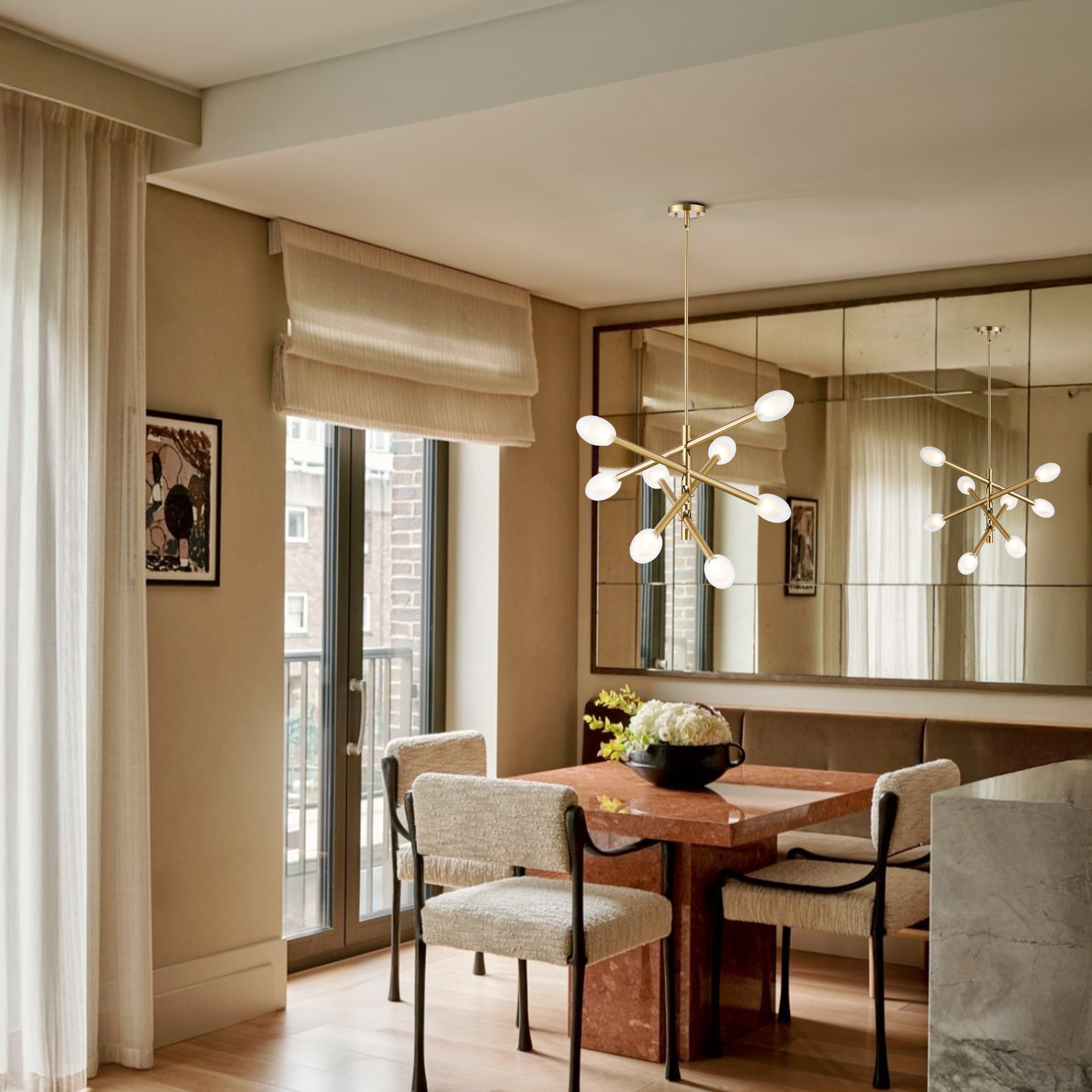 Double-glazed Glass Swing Arm Chandelier