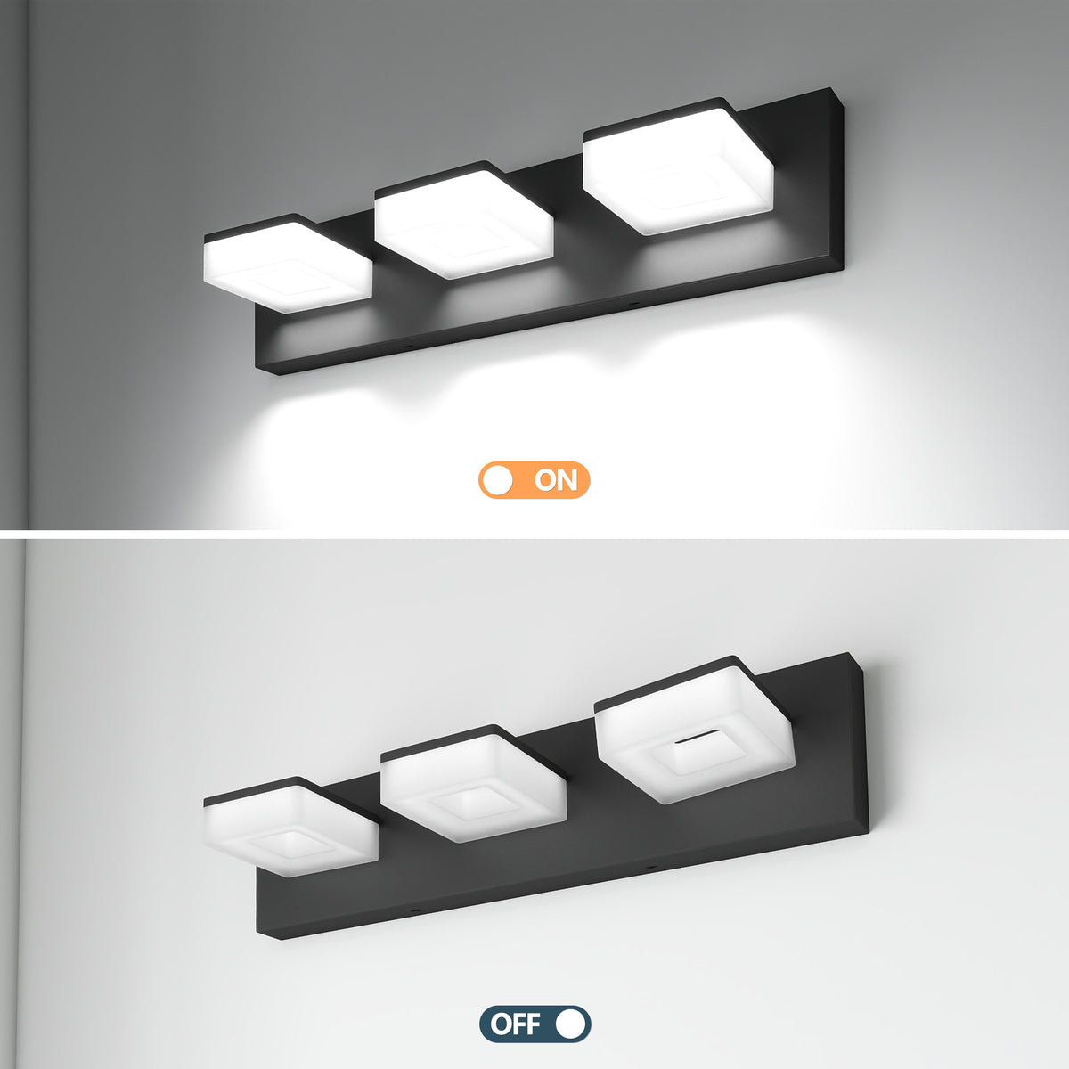 Rotable LED 6000K Modern Black Bathroom Wall Lighting Fixtures – Taloya ...