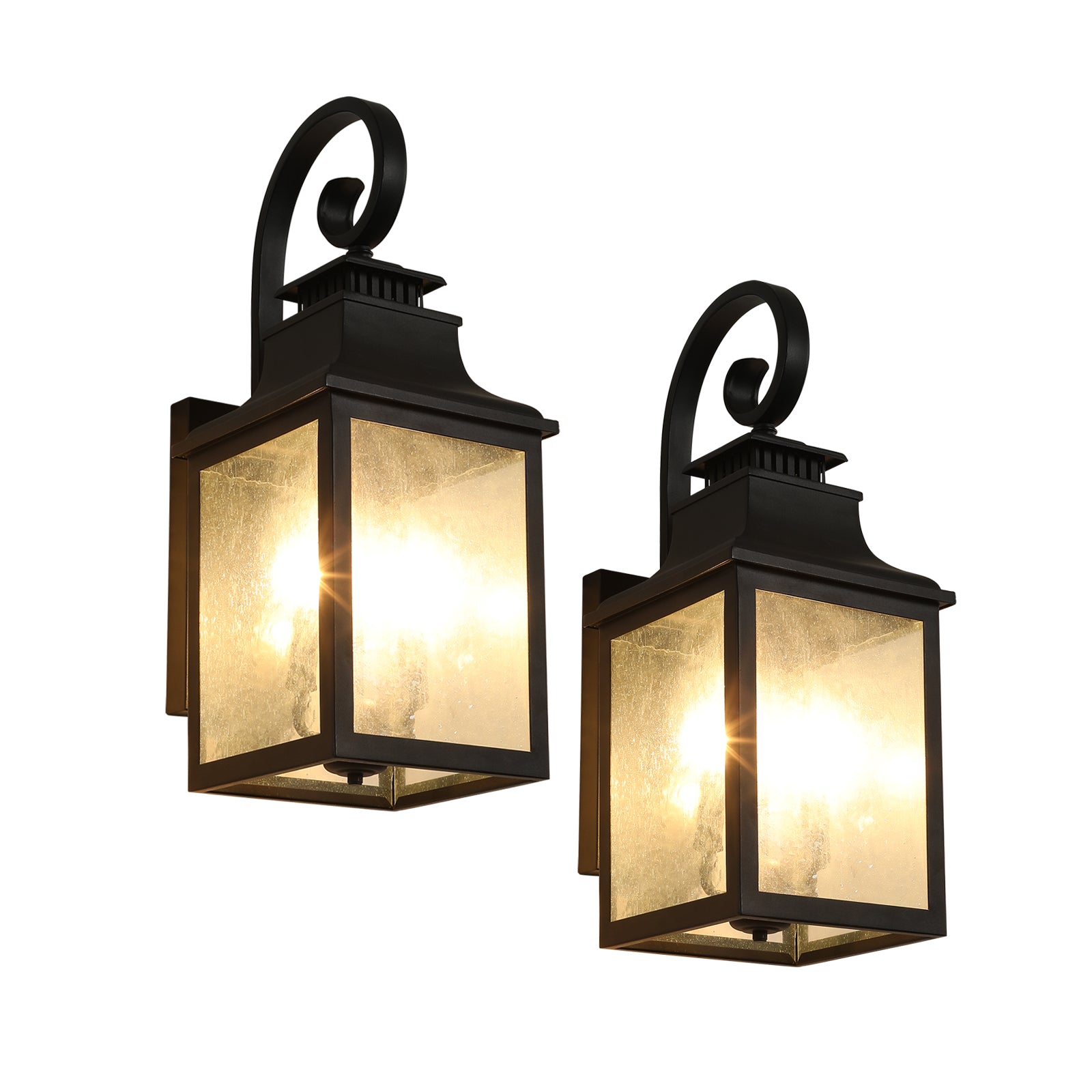 Seedy Glass Lantern Outdoor Wall Light Fixture