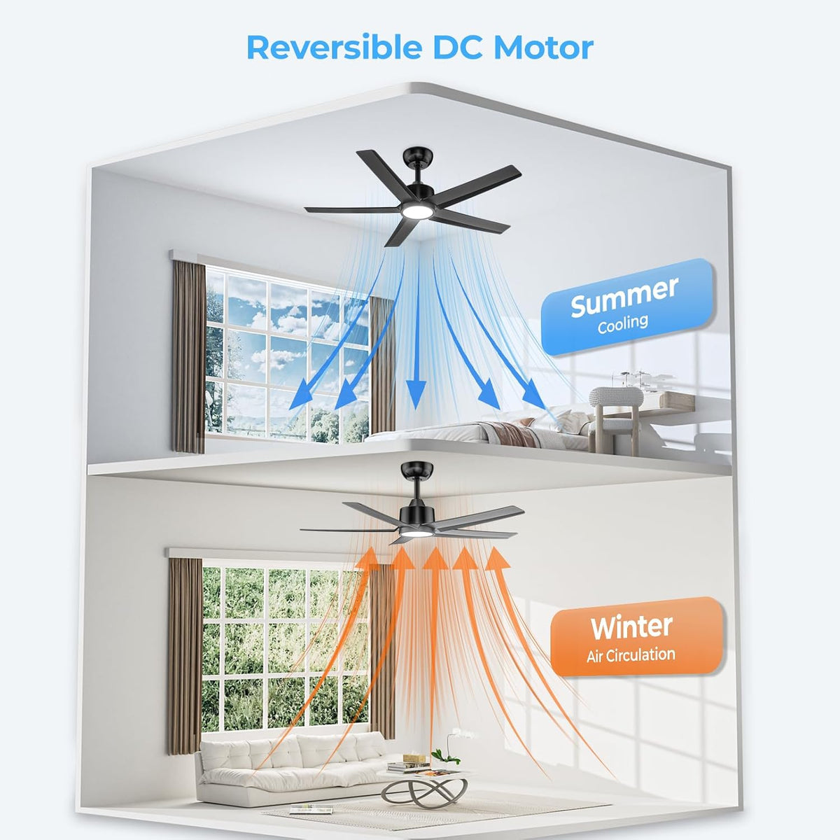 W5 44"  LED Ceiling Fan with 6 Speed and Timer Setting