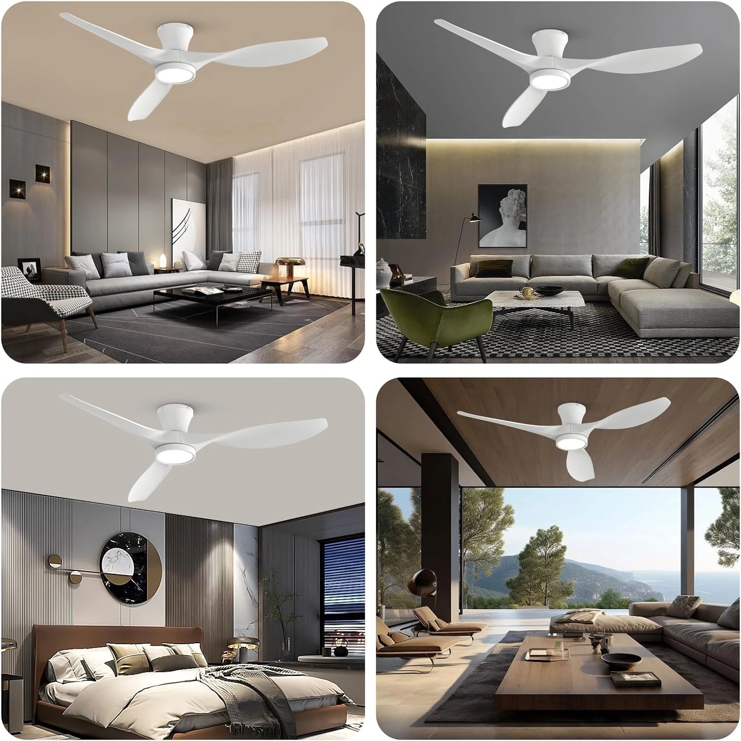 52" Low Profile Ceiling Fan with Light with Remote Control