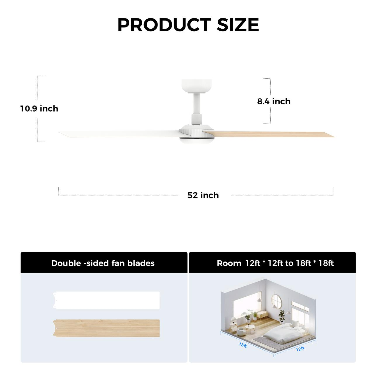 X3 52 Inch LED Ceiling Fan, Plywood Double Side Blades