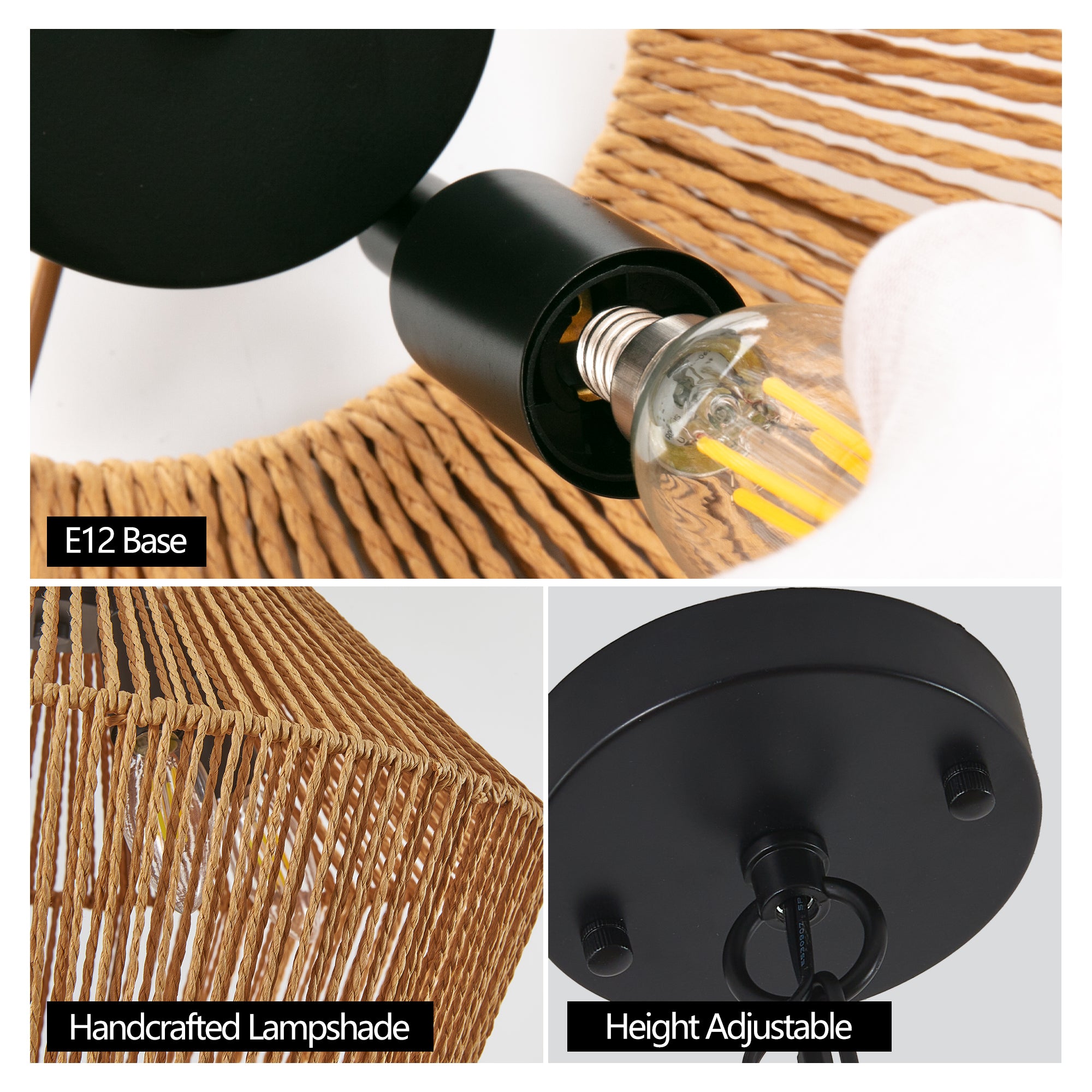 Large Woven Pendant Light Modern Rattan