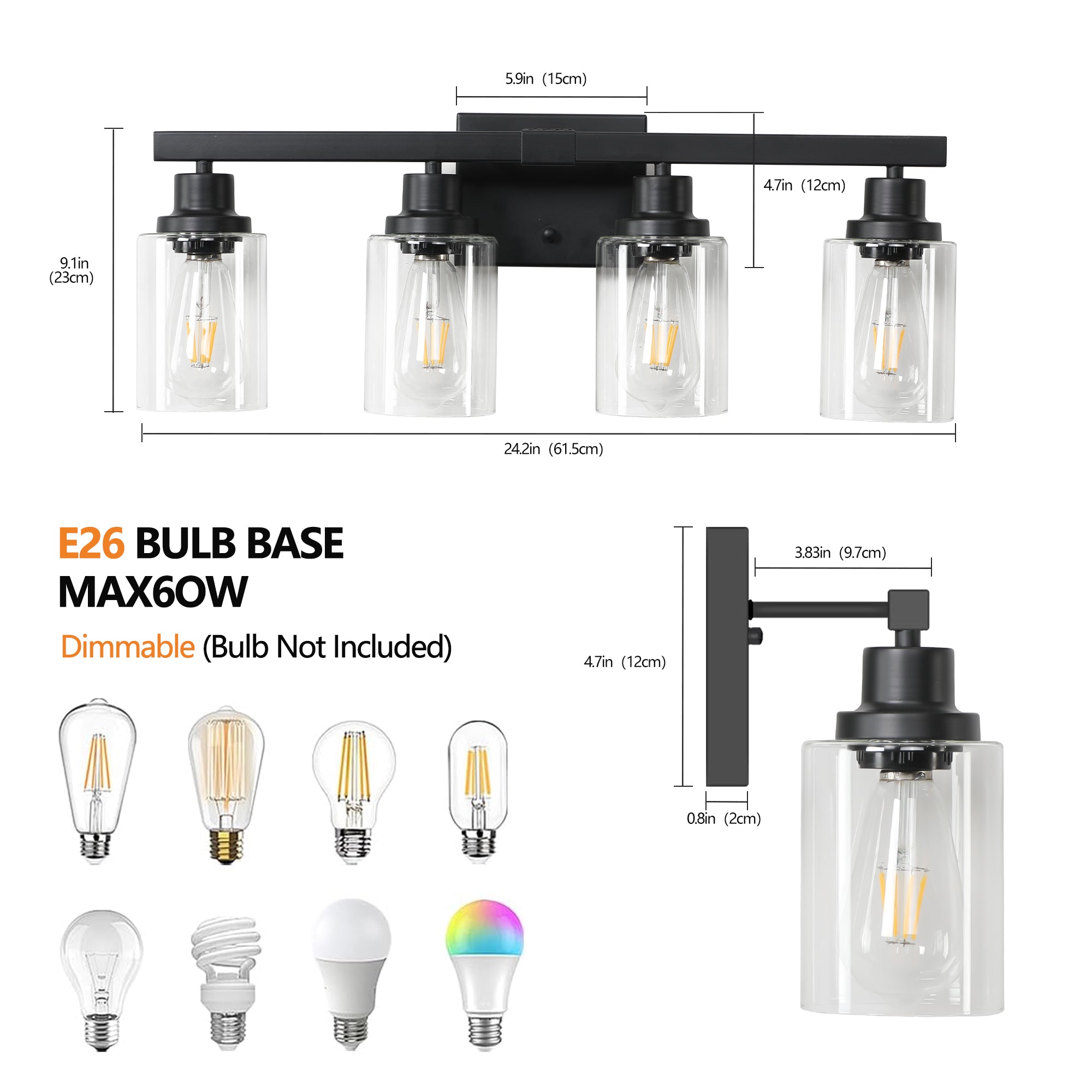 Modern Black Bathroom Vanity Light