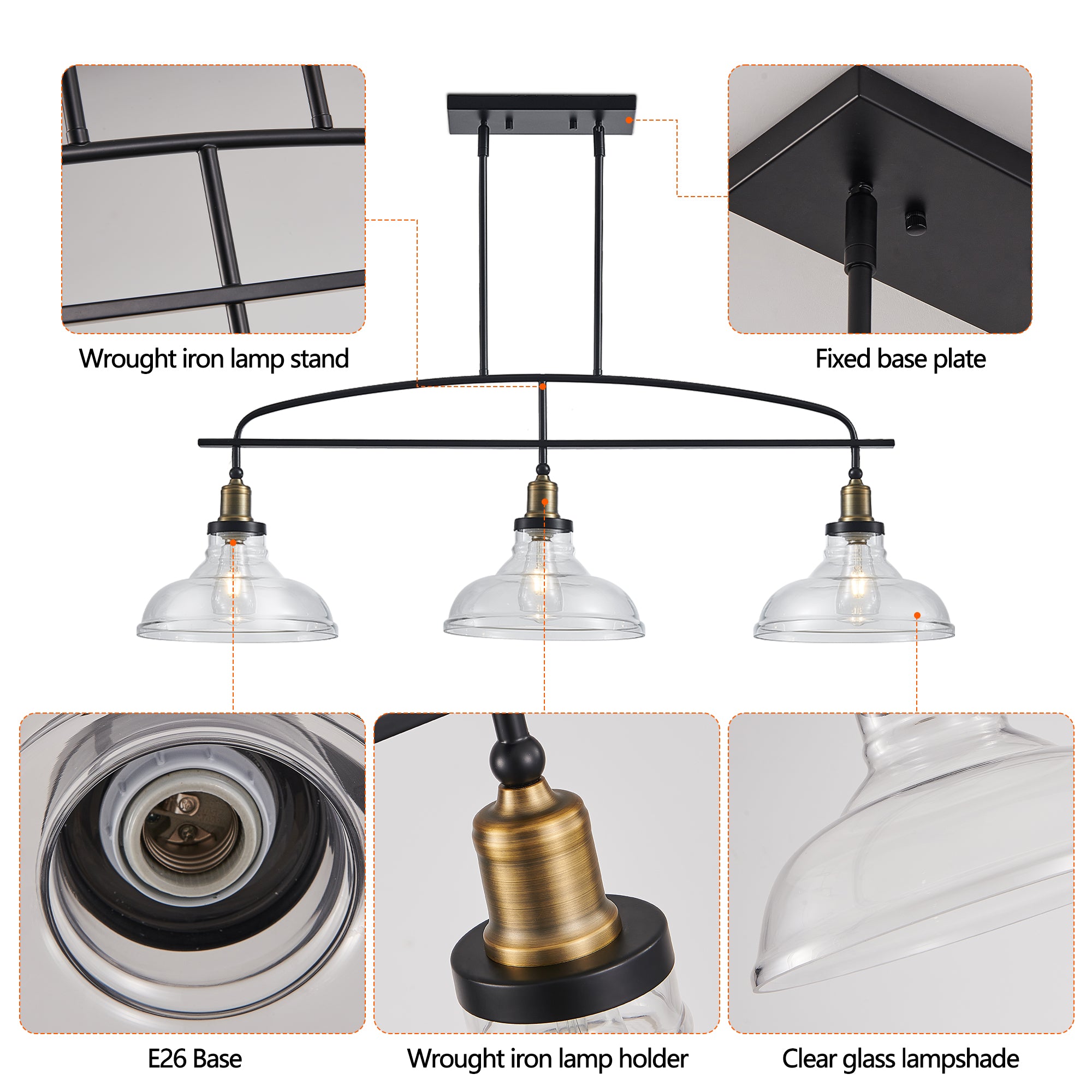 Black and Gold Linear Pendant Light