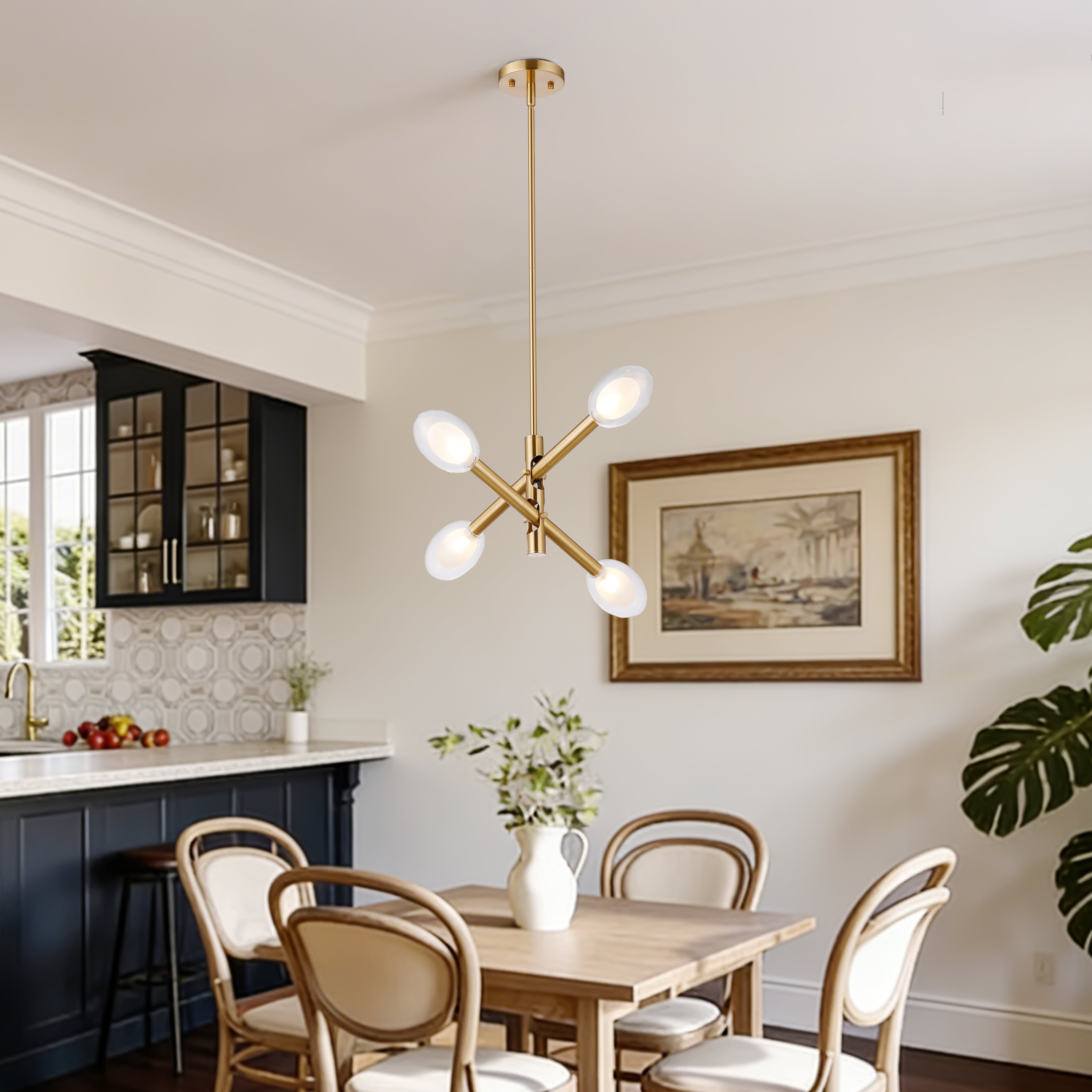 Double-glazed Glass Swing Arm Chandelier