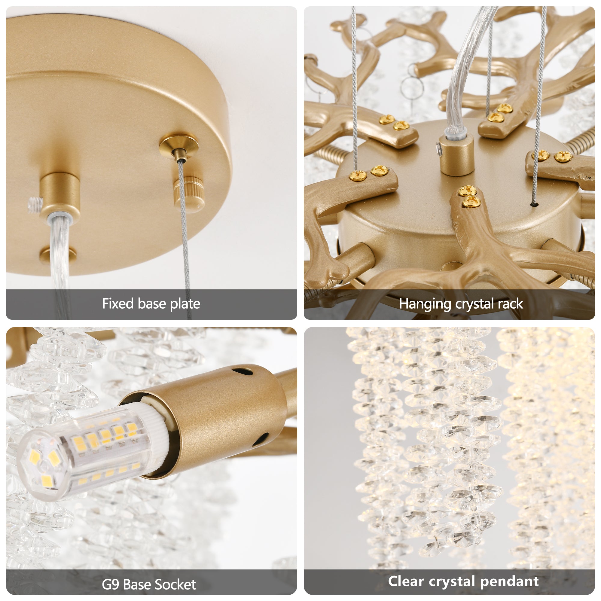 Gold Round Raindrop Indoor Hanging Pendant