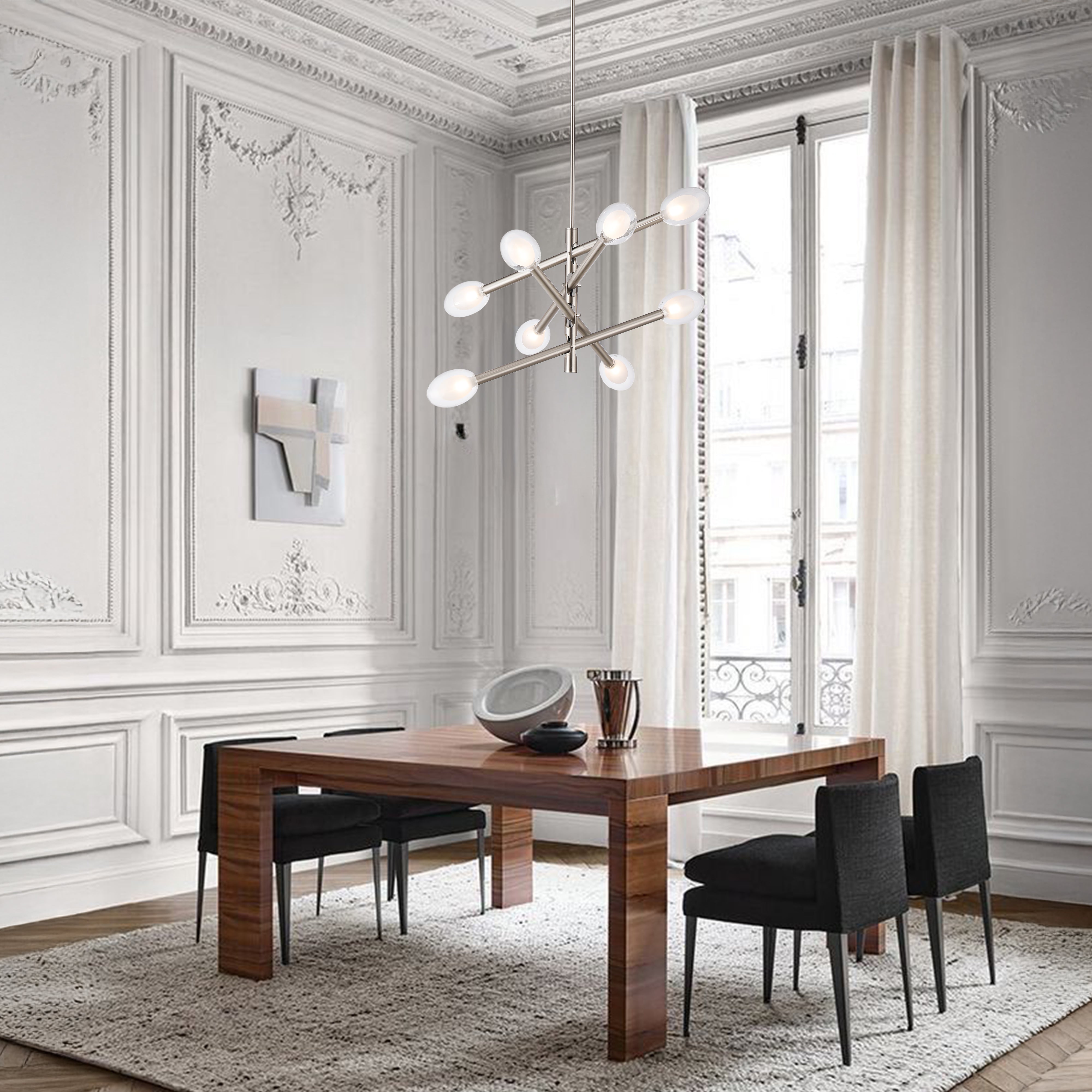 Double-glazed Glass Swing Arm Chandelier