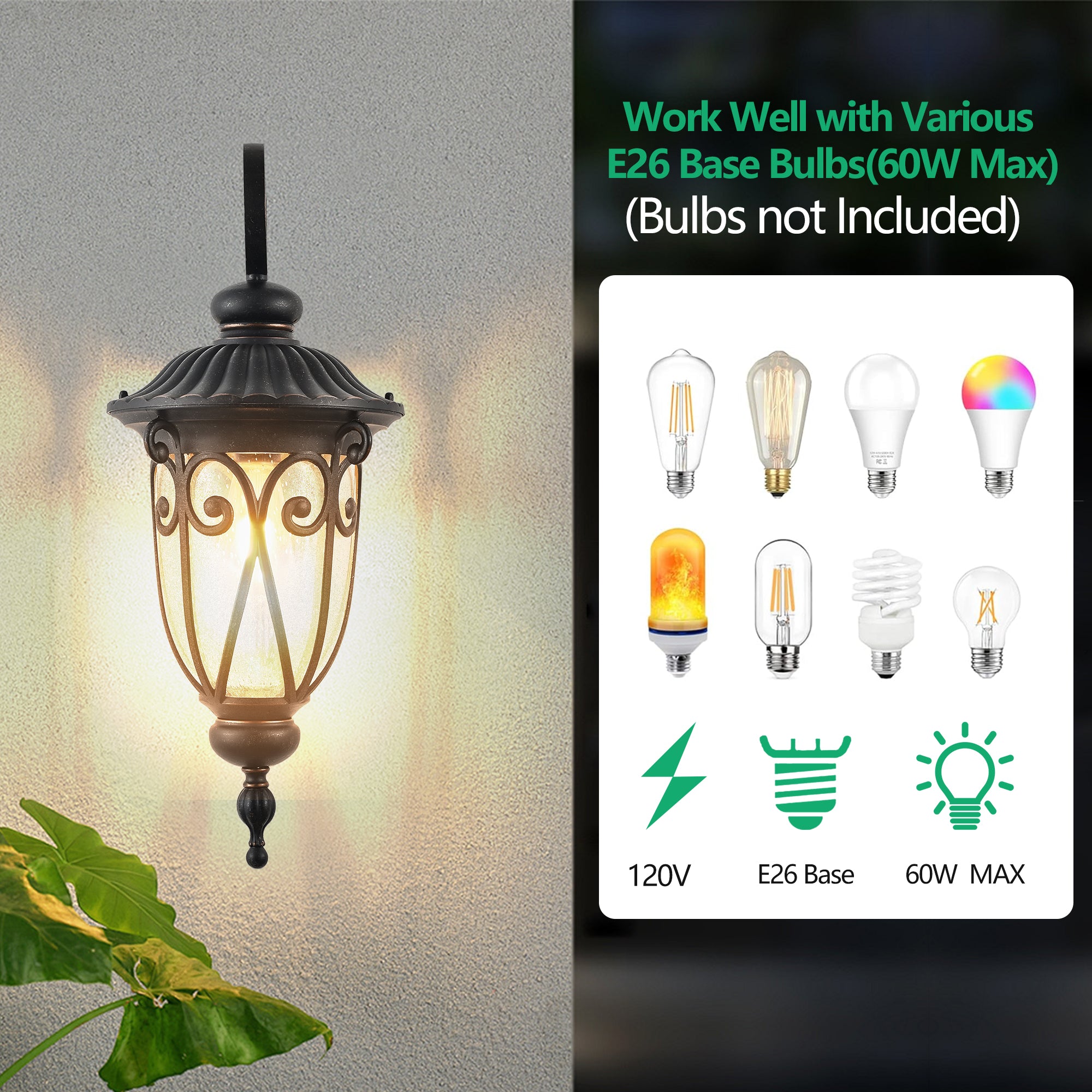 Antique Bronze Exterior Wall Sconce Lantern