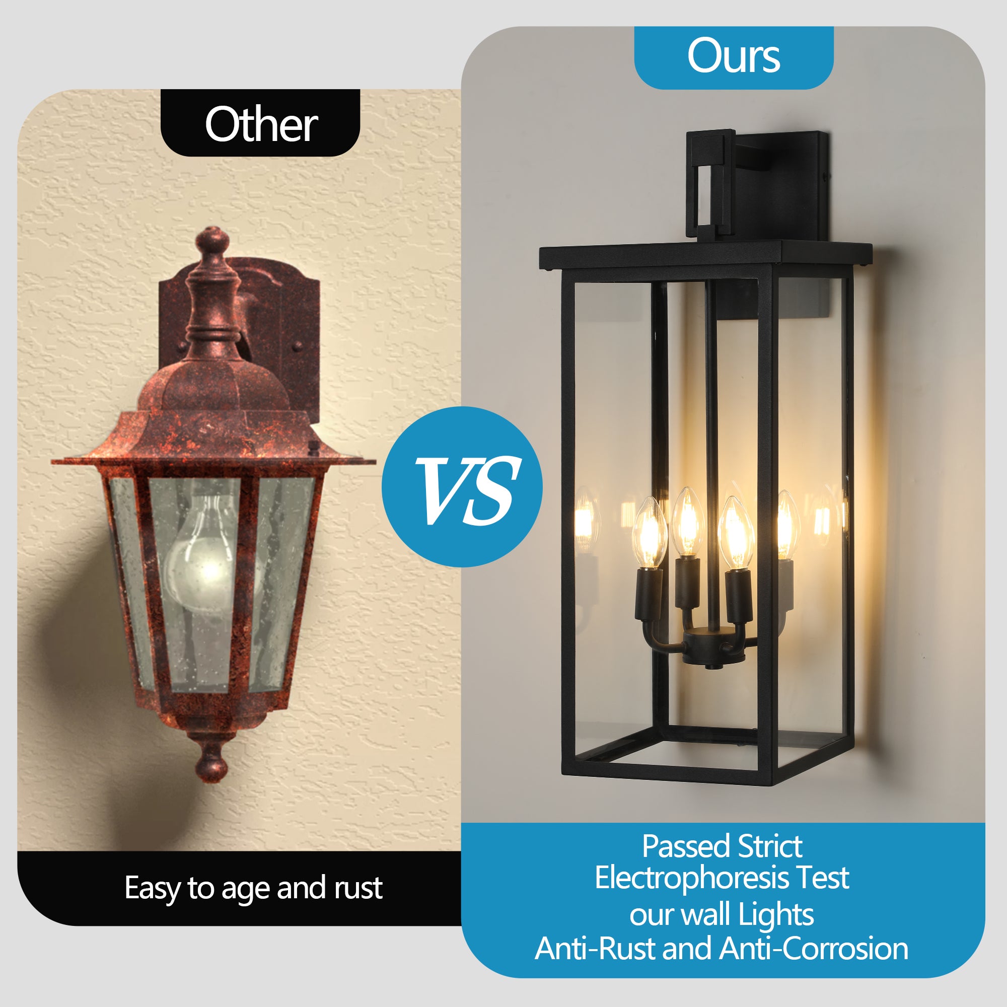 Outdoor Waterproof Iron Frame Glass Shade Wall Light
