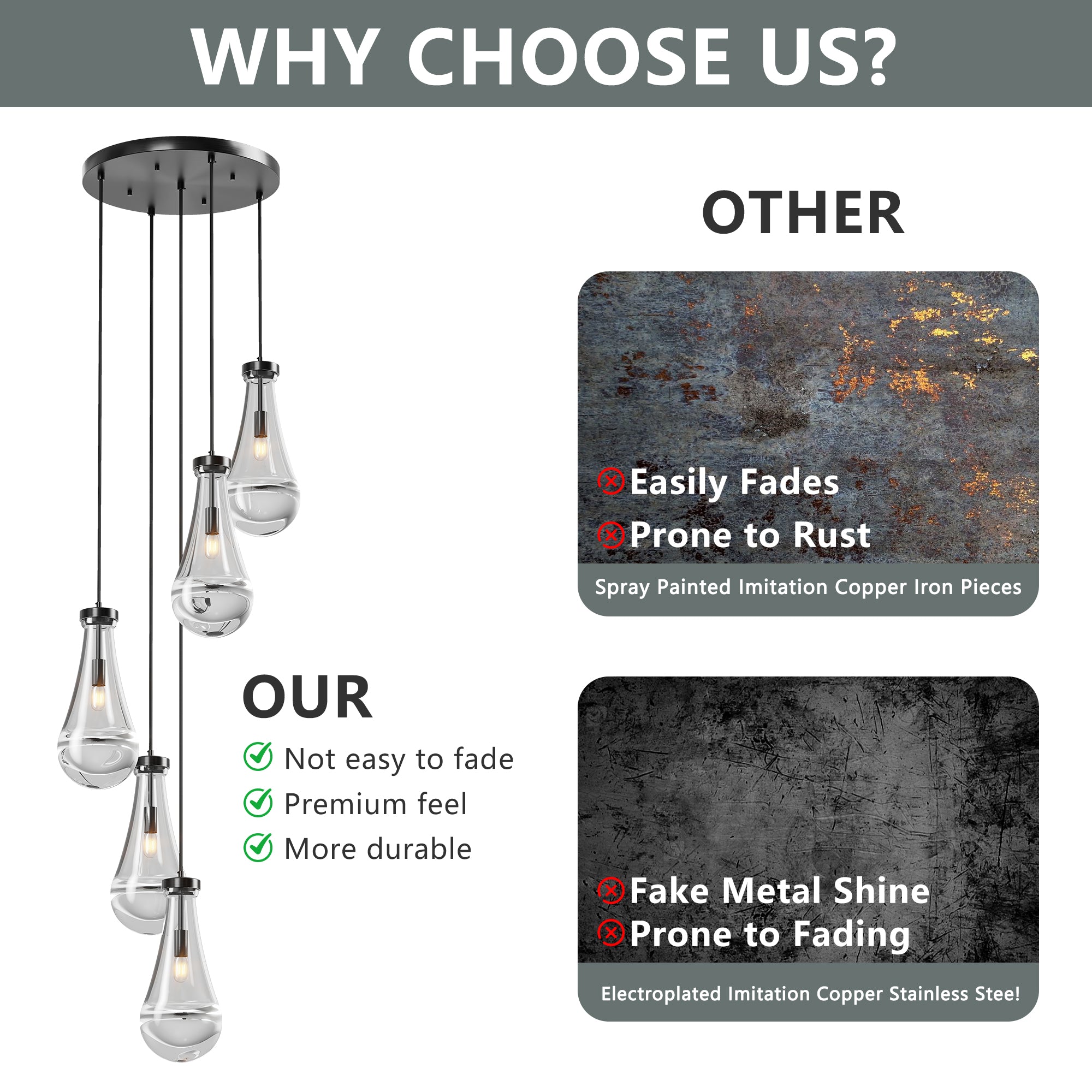 Hanging Raindrop Cluster Pendant Light