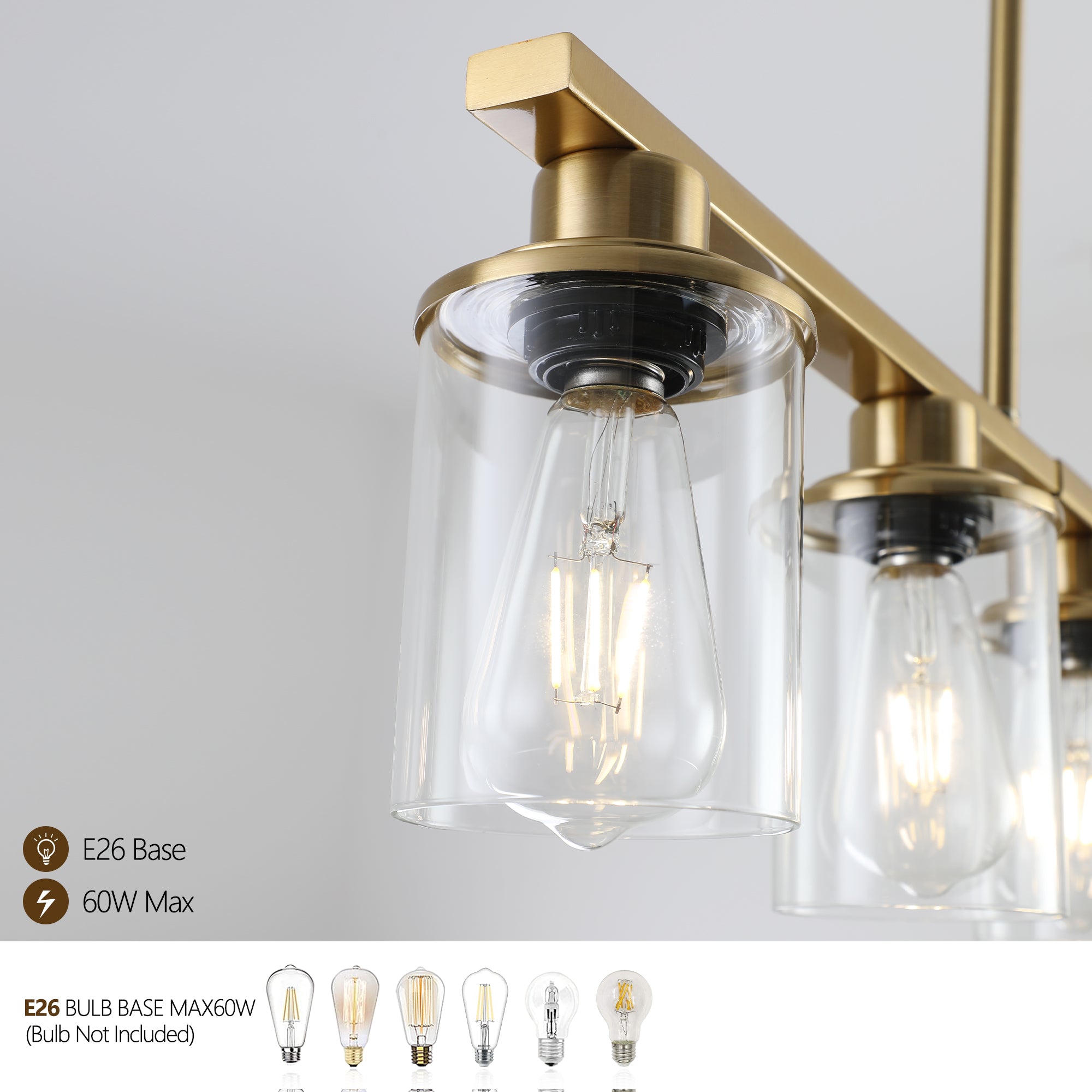 5-Light Kitchen Island Light Height Adjustable