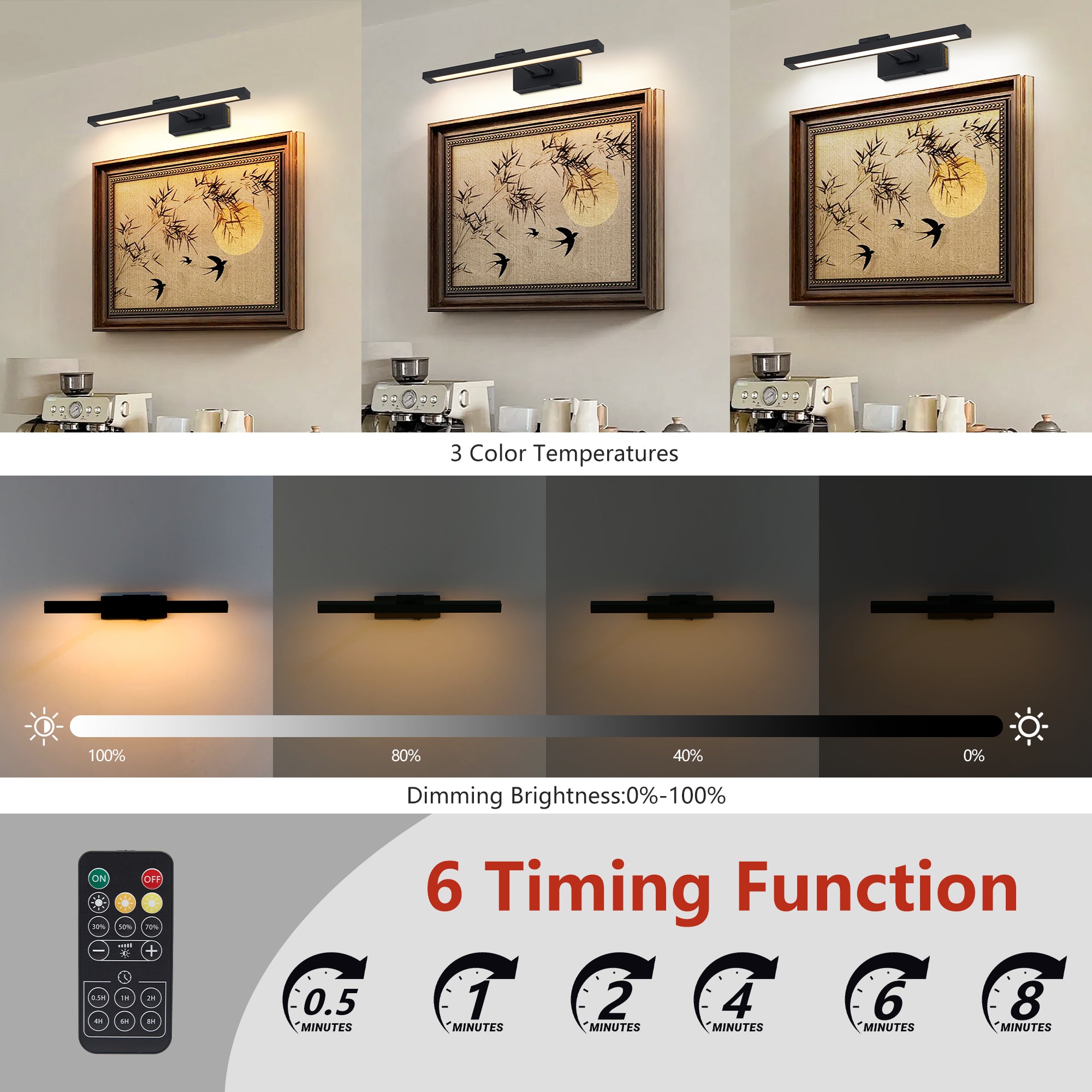 Rechargable Wall Lamps with Rotatable Lighting Remote