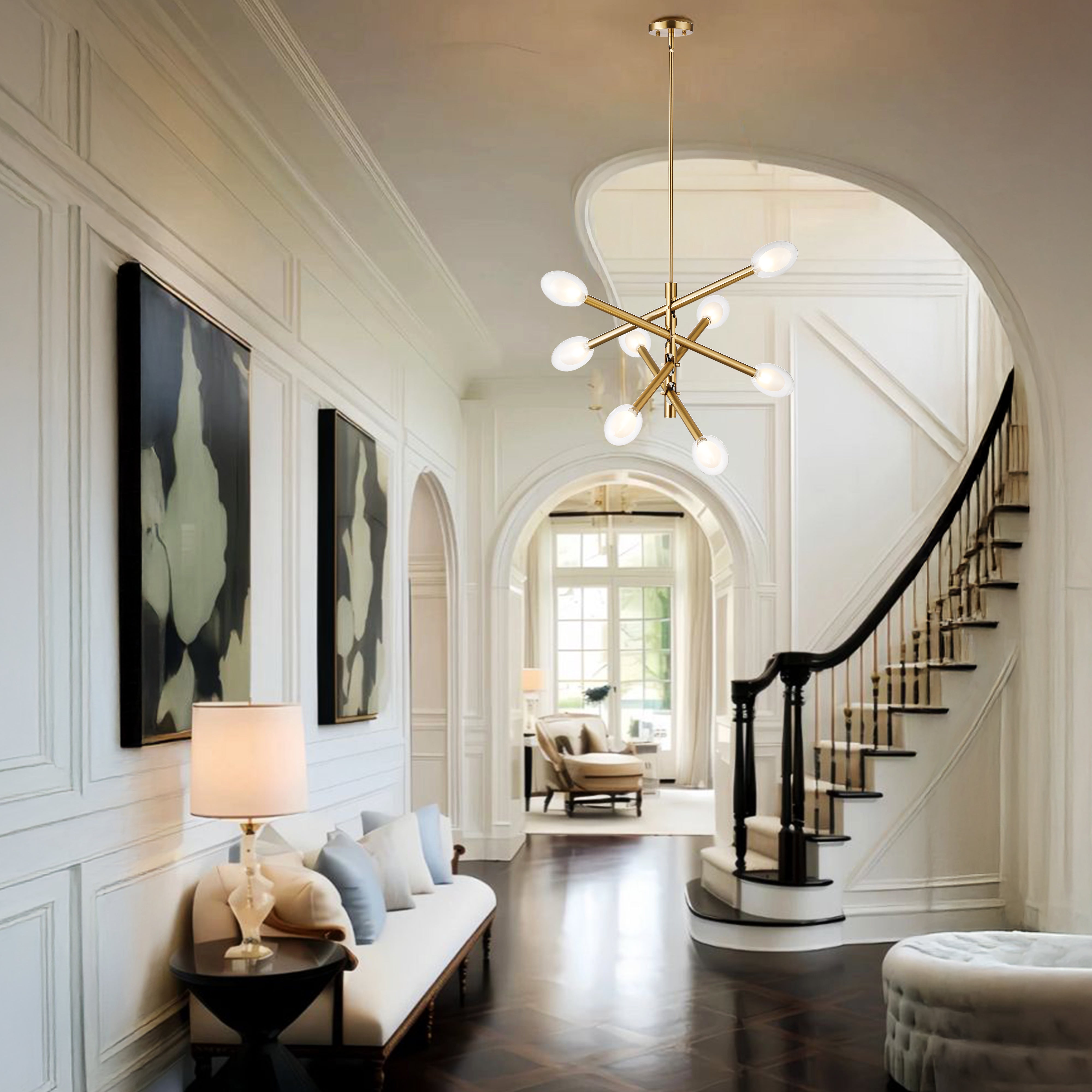 Double-glazed Glass Swing Arm Chandelier