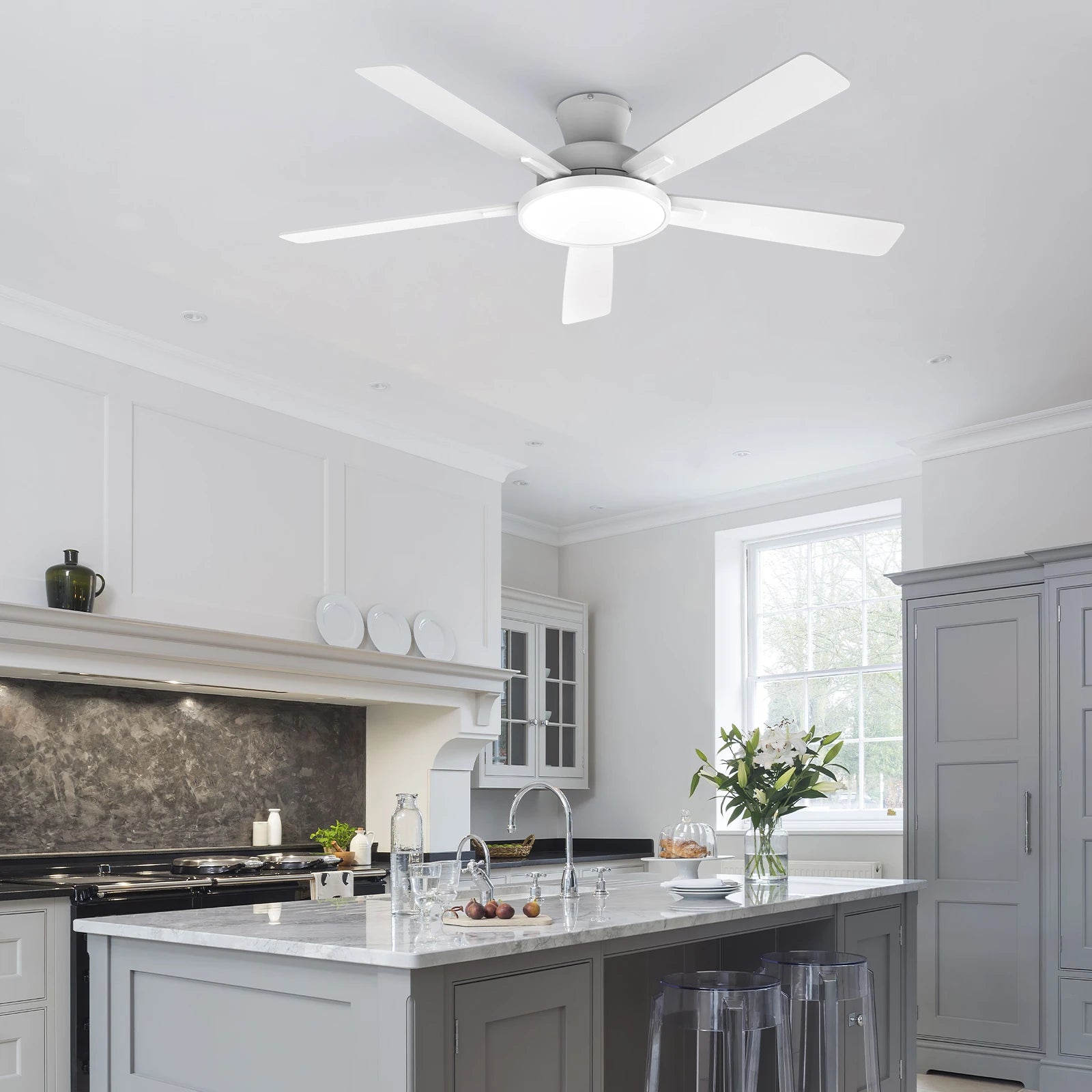 52 inch Indoor Ceiling Fan with LED Light, Stepless 3 CCT