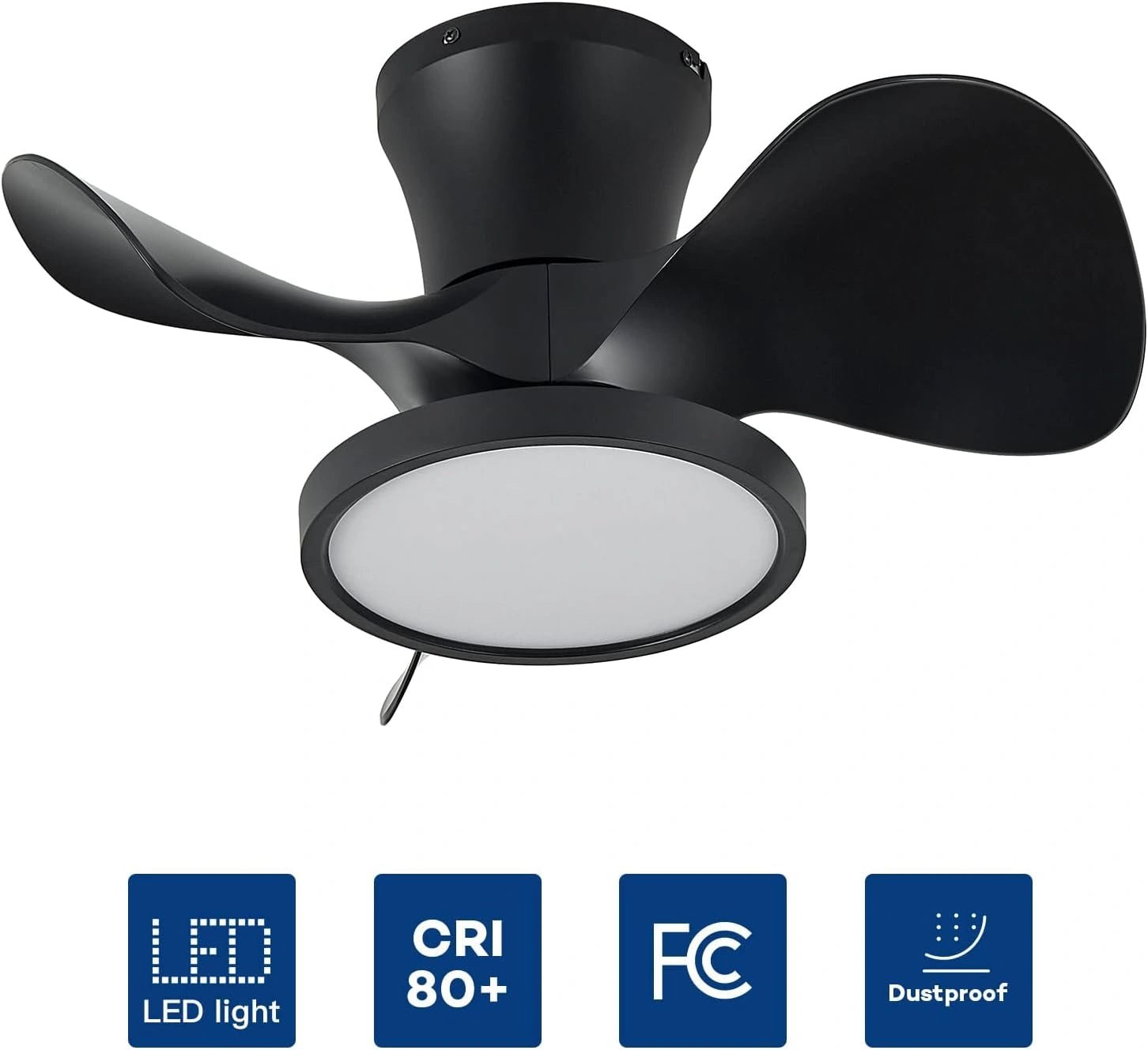 22 Inch Small LED Ceiling Fan, 6 Speeds Remote Control