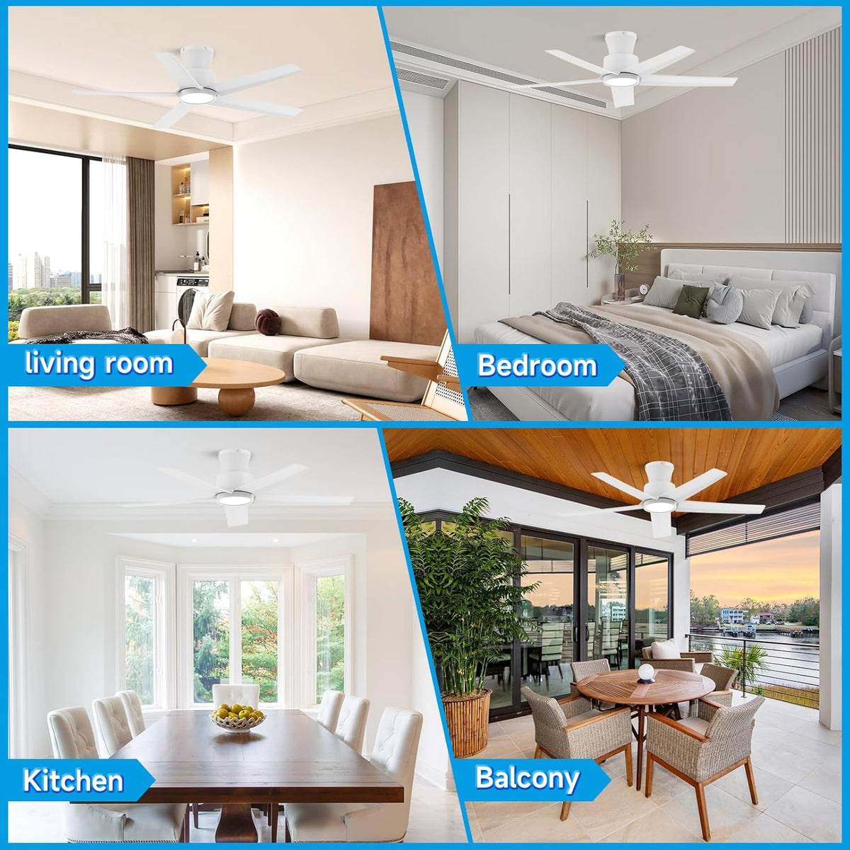 W5 44"  LED Ceiling Fan with 6 Speed and Timer Setting