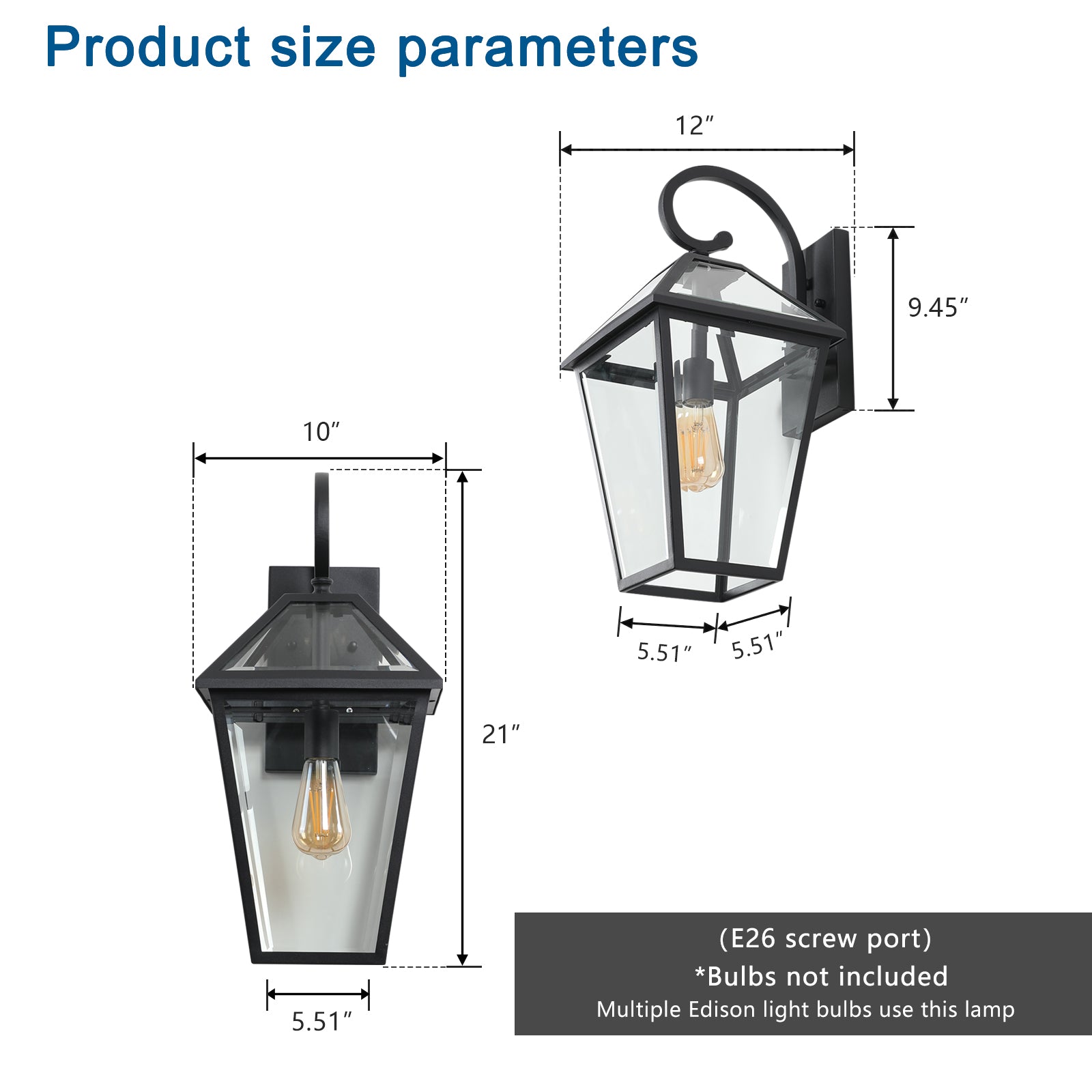 Waterproof Exterior Wall Lanterns with Glass