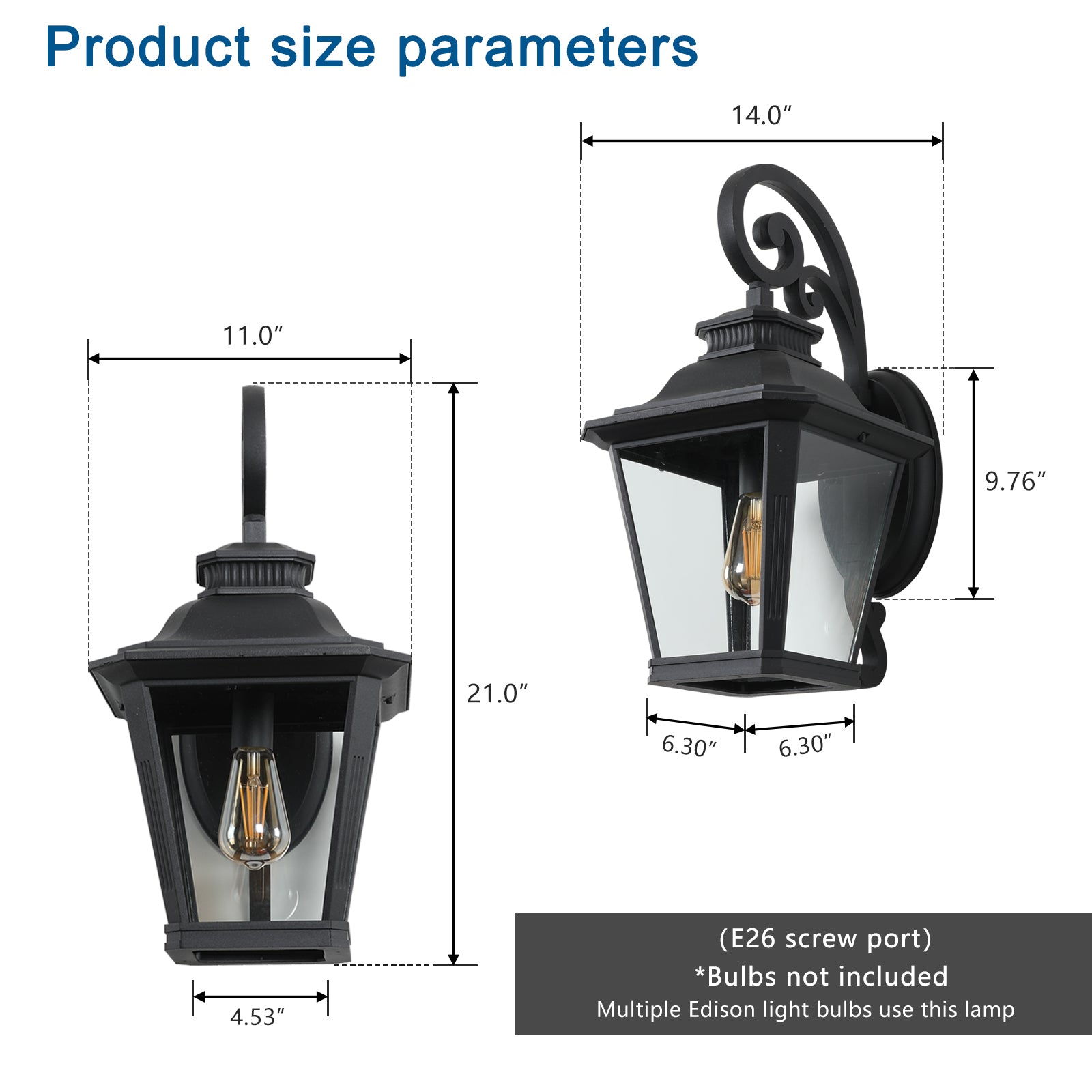 Black Waterproof Wall Sconce with Clear Glass Panels