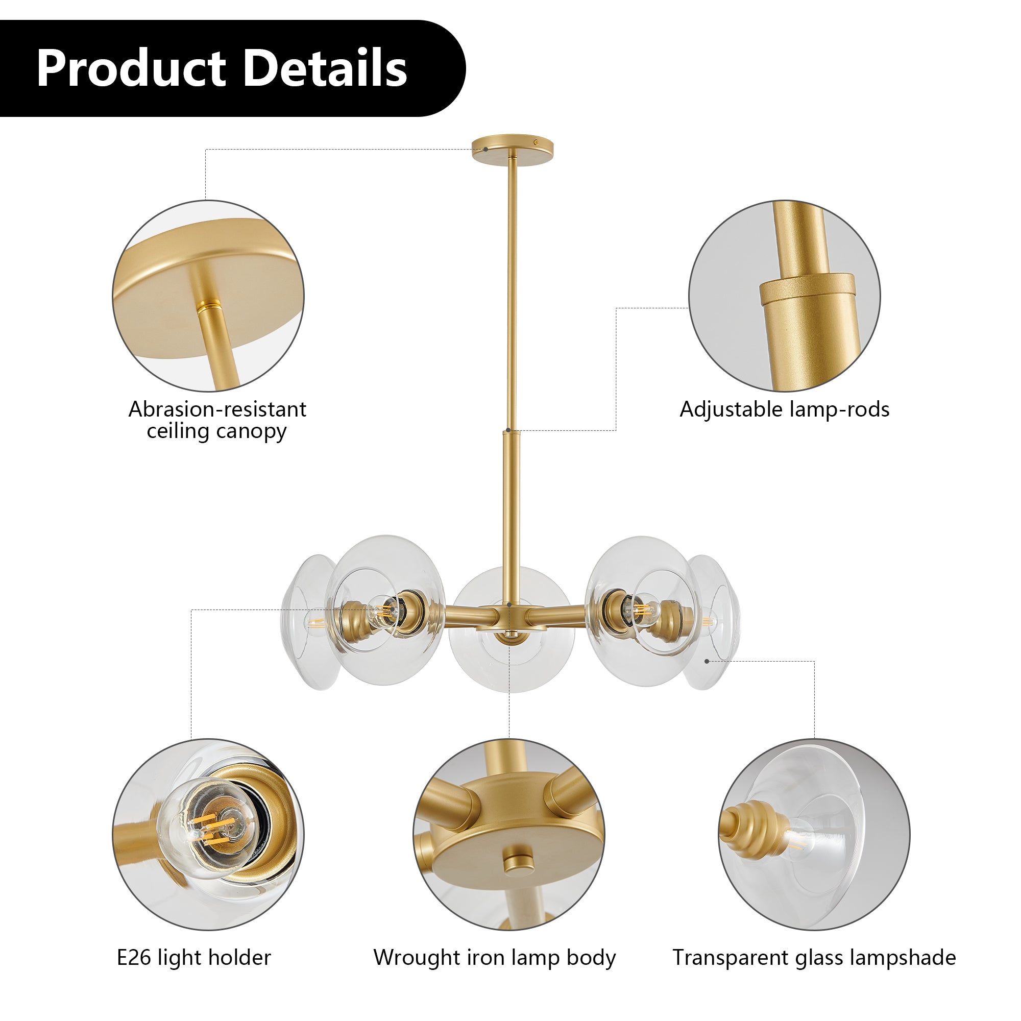 Globe Sputnik Gold Pendant Light