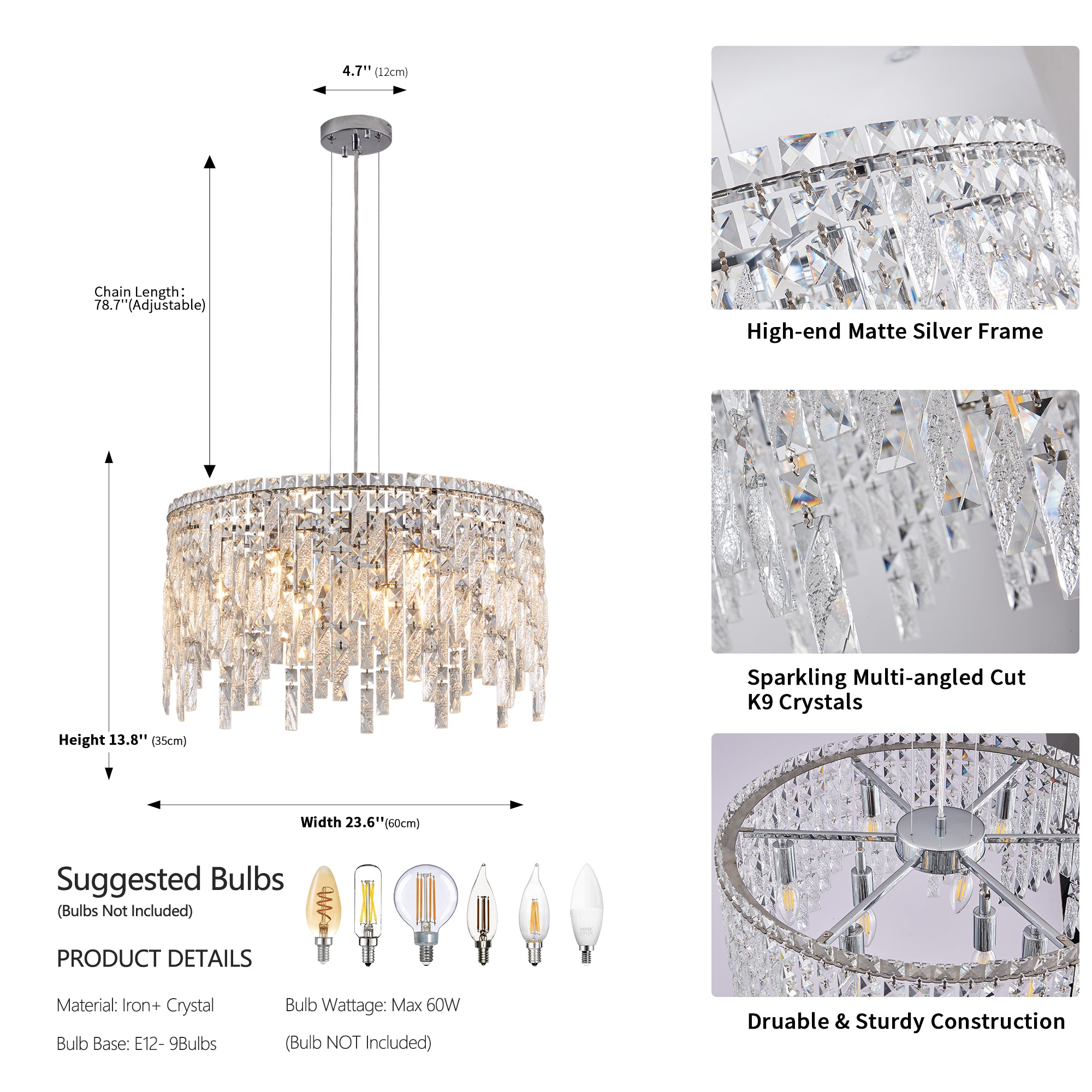 Luxury Round Crystal Chandelier with K9 Crystals