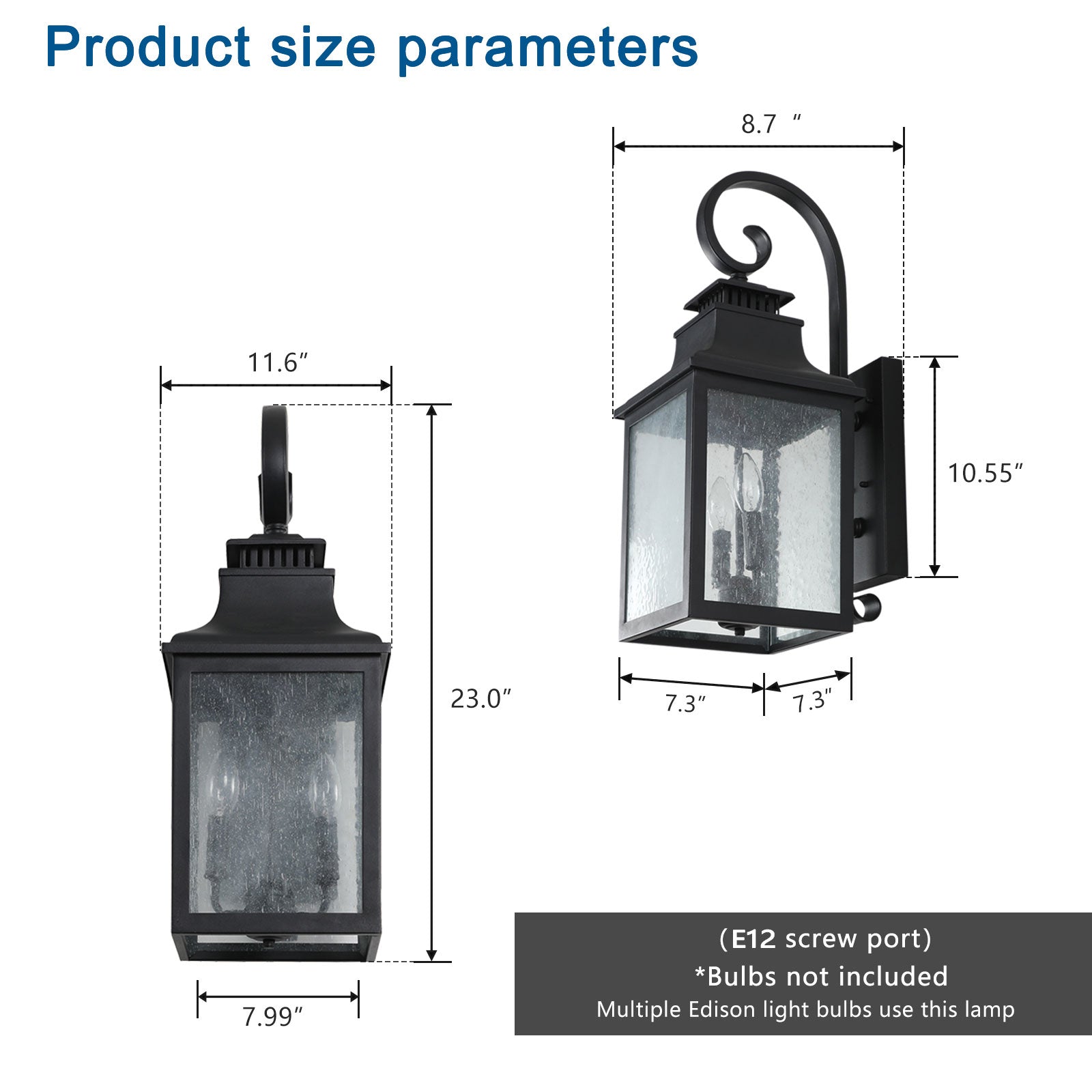 Seedy Glass Lantern Outdoor Wall Light Fixture