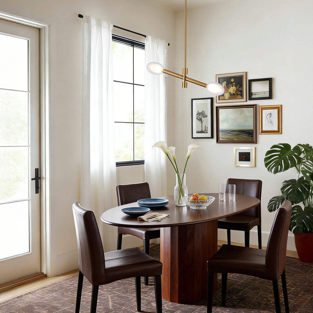 Double-glazed Glass Swing Arm Chandelier