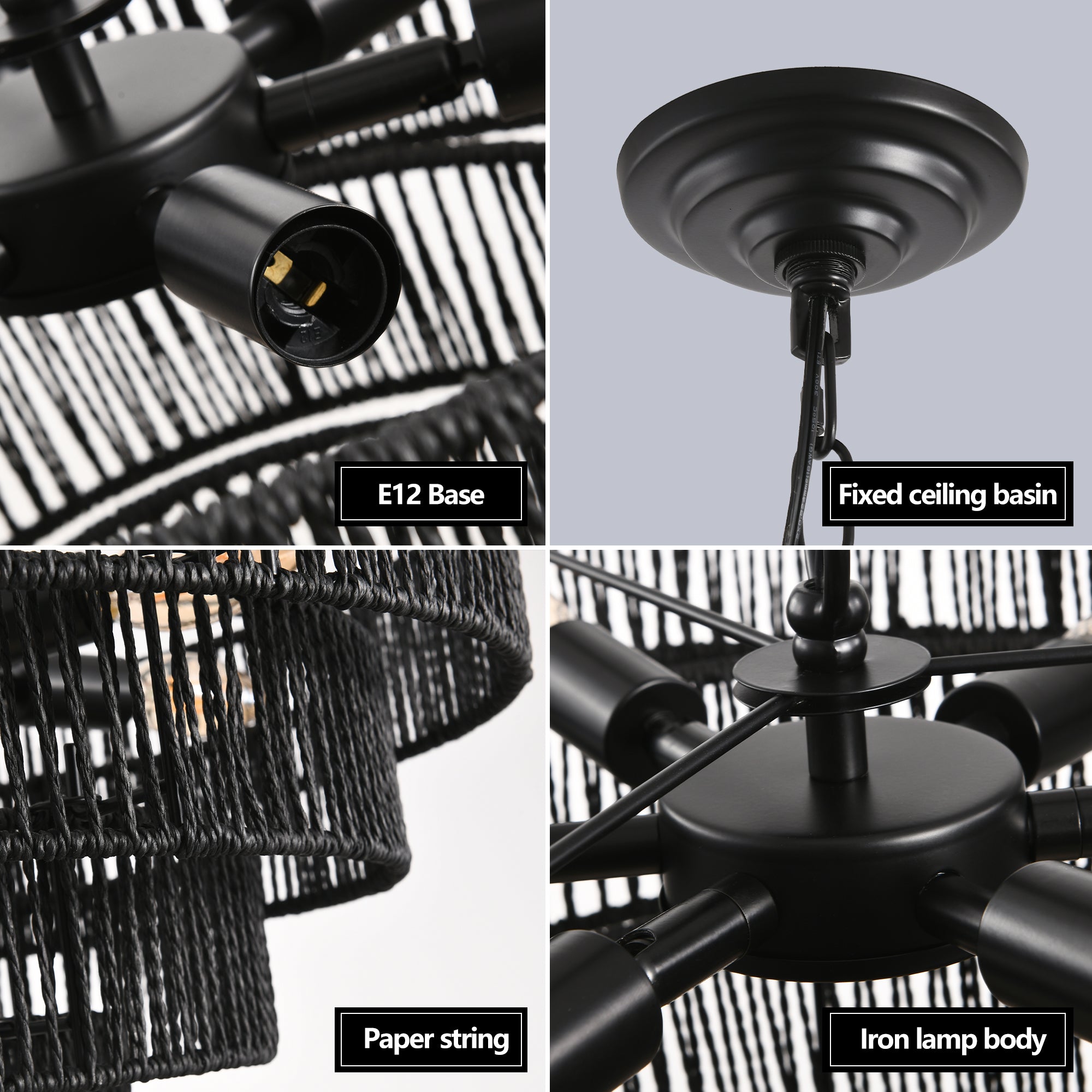 Rattan Vintage Drum Shape Chandelier