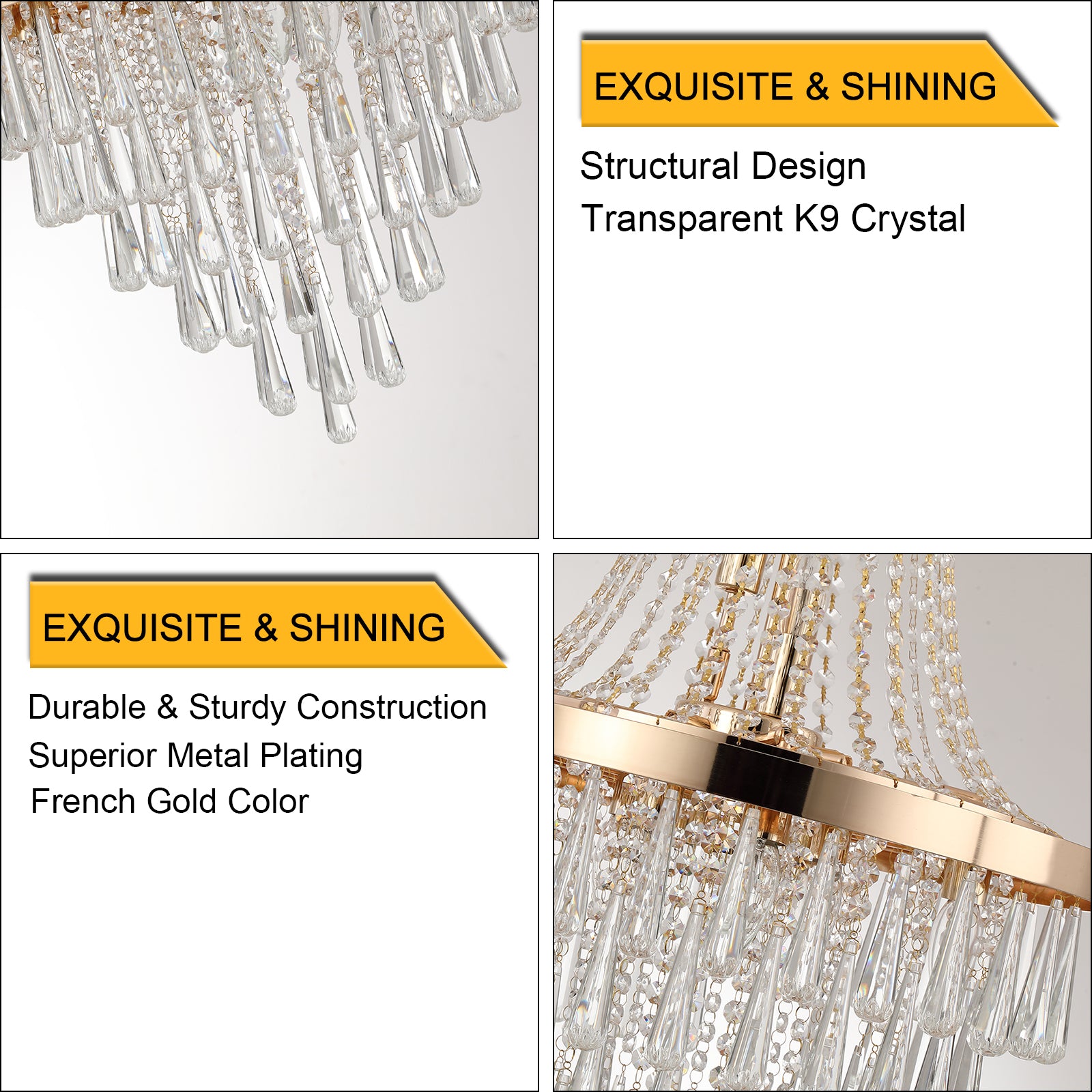 Modern Hanging K9 Crystal Chandelier Light Fixture