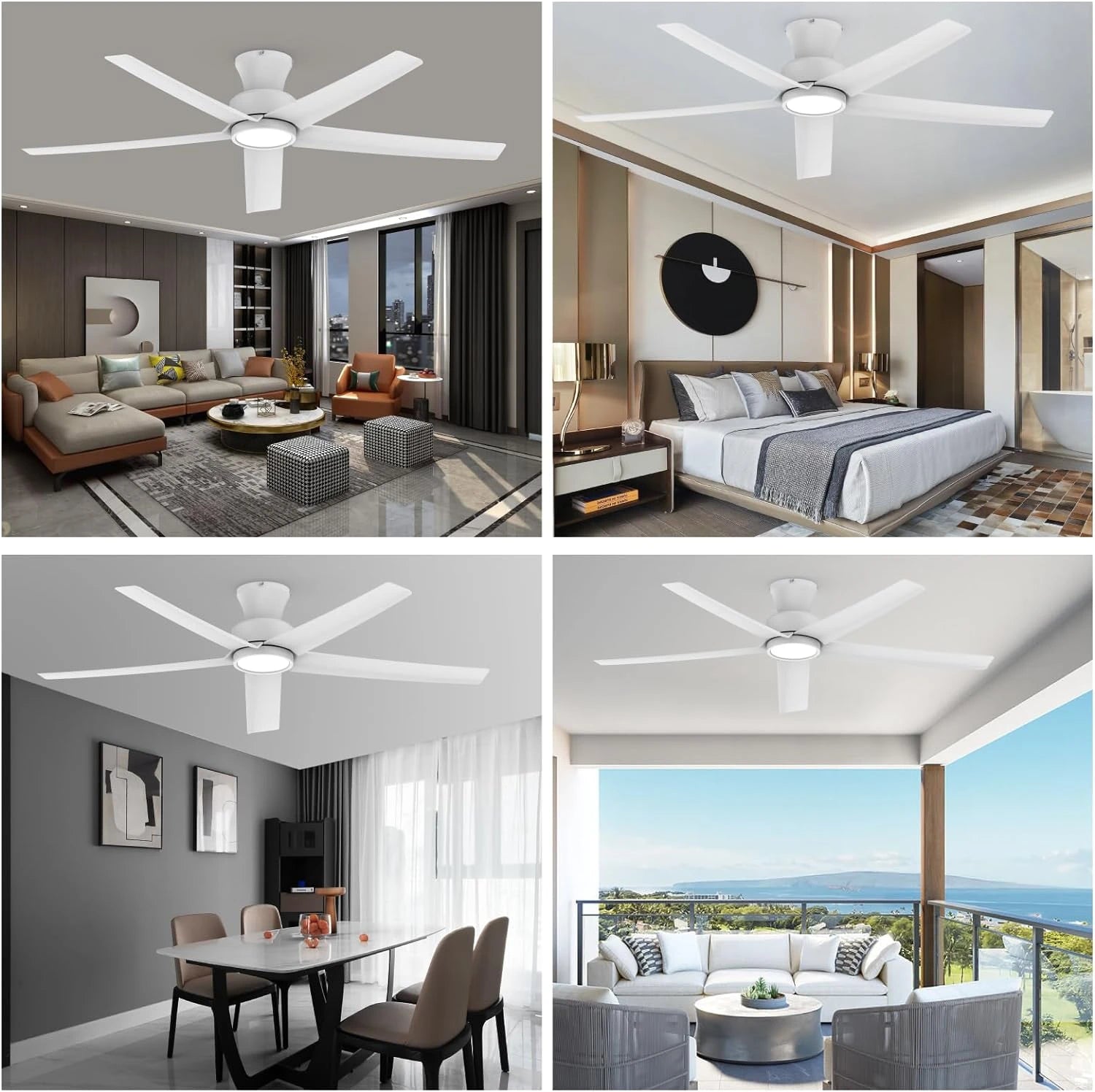 52" Dimmable Ceiling Fan Light with Ultra-quiet DC Motor
