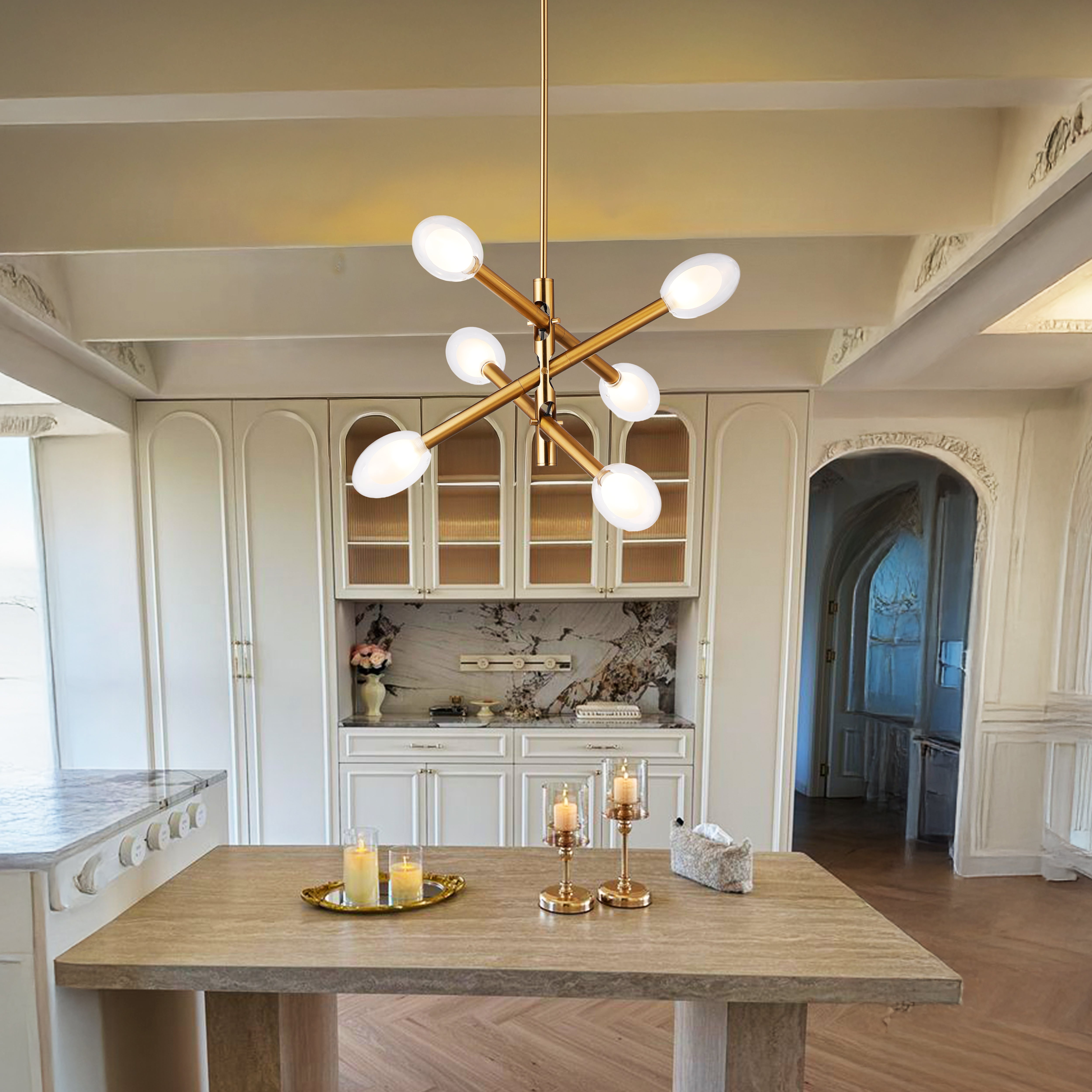 Double-glazed Glass Swing Arm Chandelier