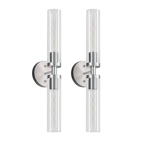 2 Set Modern Wall Sconce with Clear Glass